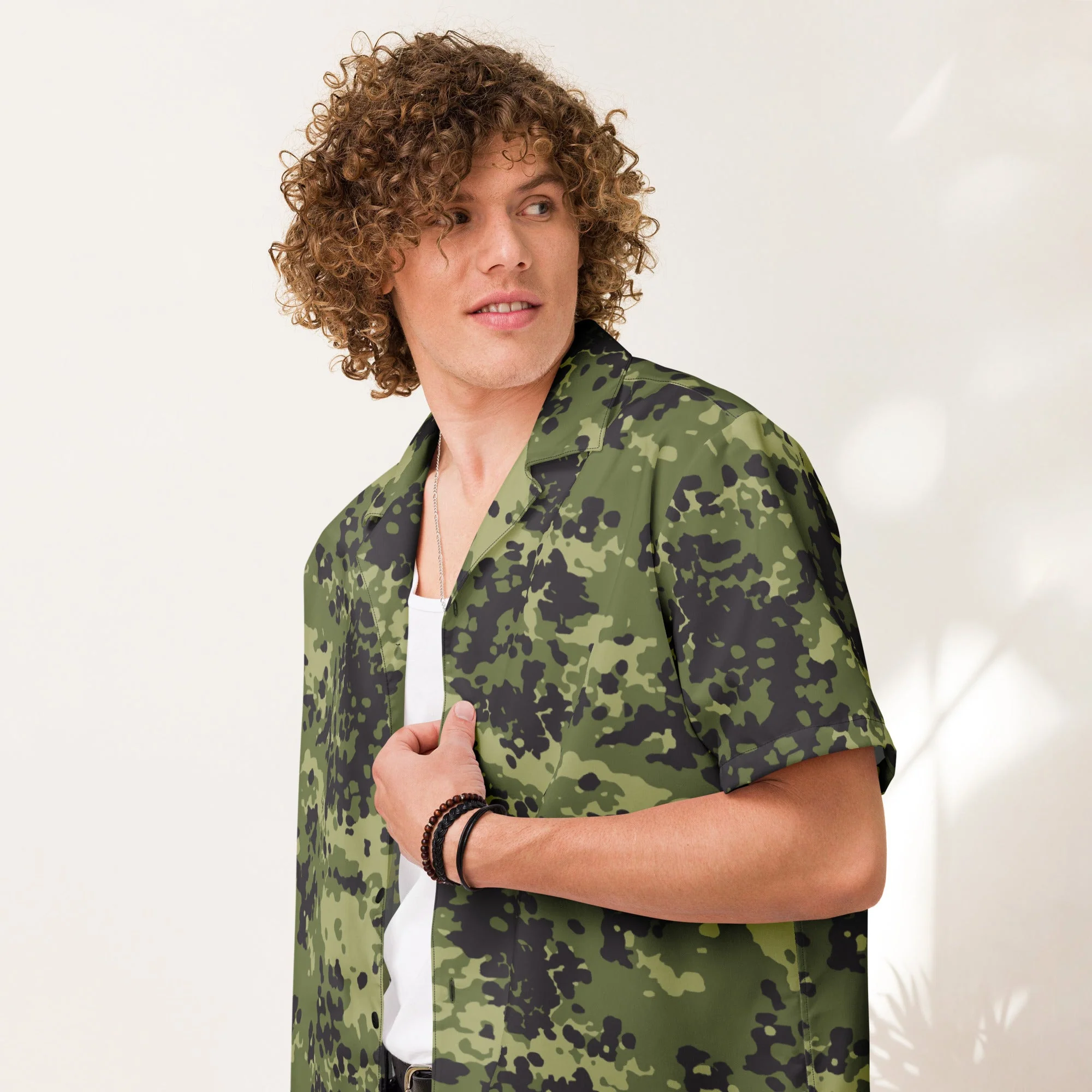Danish Flecktarn Woodland CAMO Unisex Short-Sleeve Button Shirt