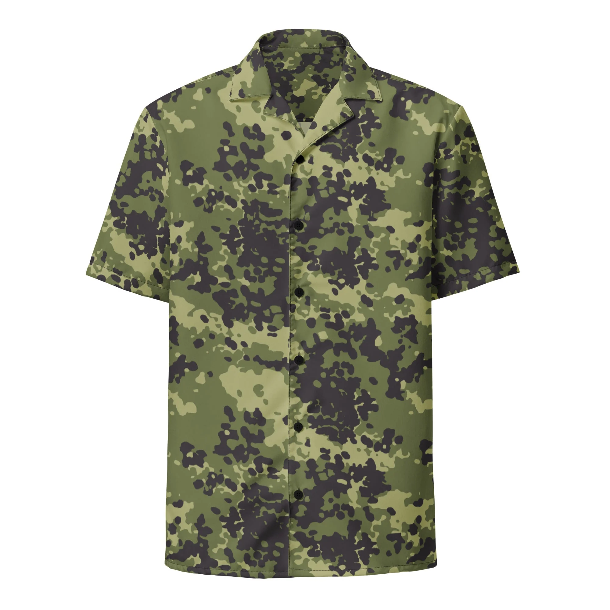 Danish Flecktarn Woodland CAMO Unisex Short-Sleeve Button Shirt - Image 11