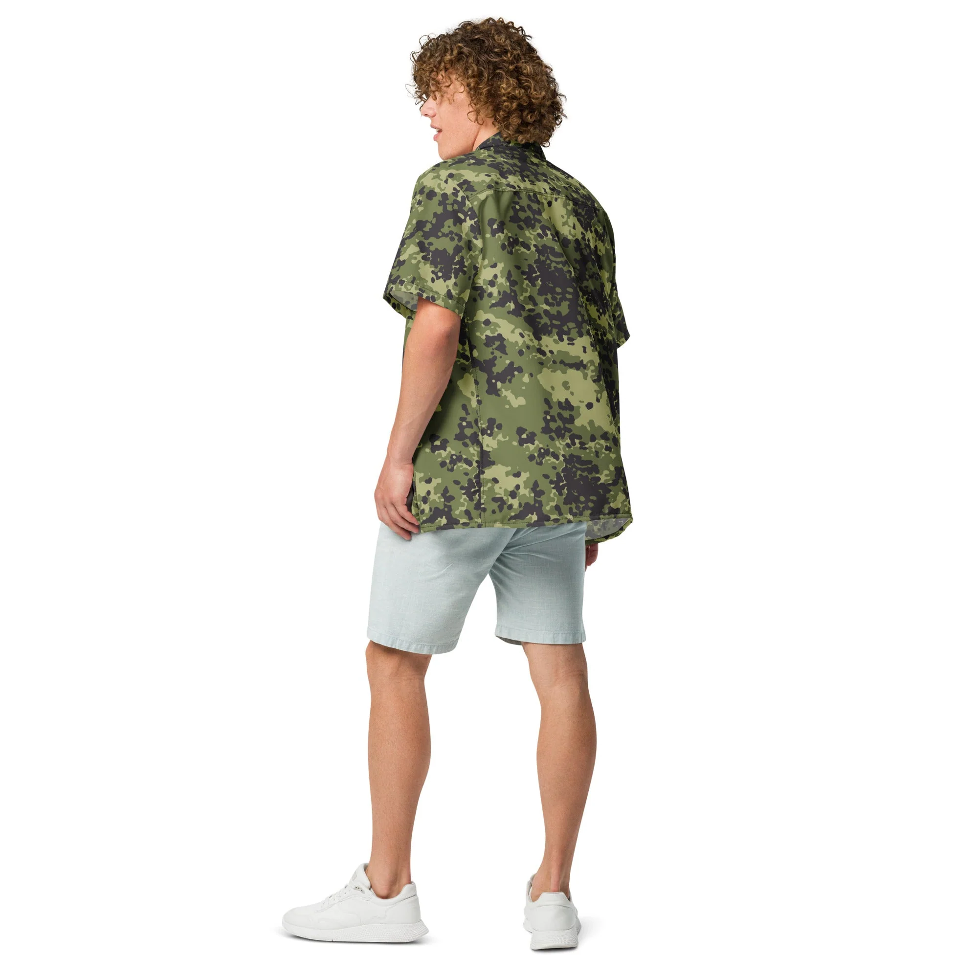 Danish Flecktarn Woodland CAMO Unisex Short-Sleeve Button Shirt - Image 7