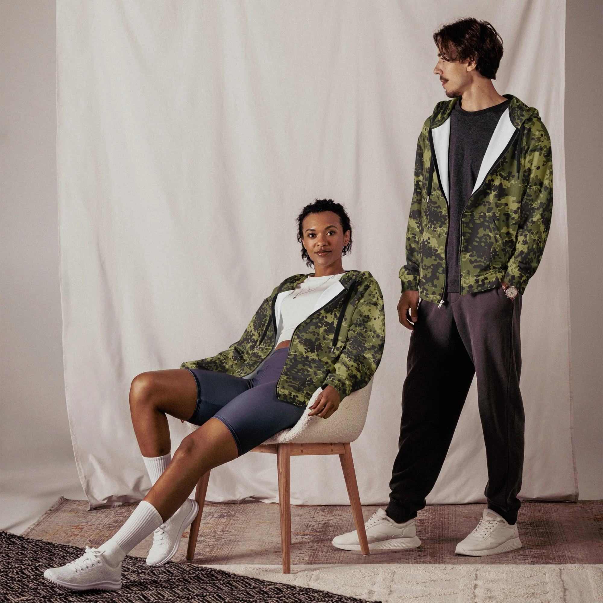 Danish Flecktarn Woodland CAMO Unisex Zip Hoodie - Image 6