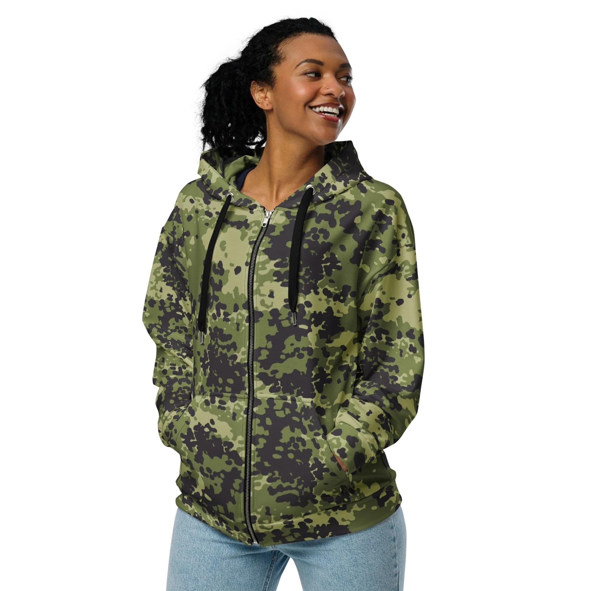 Danish Flecktarn Woodland CAMO Unisex Zip Hoodie - Image 8