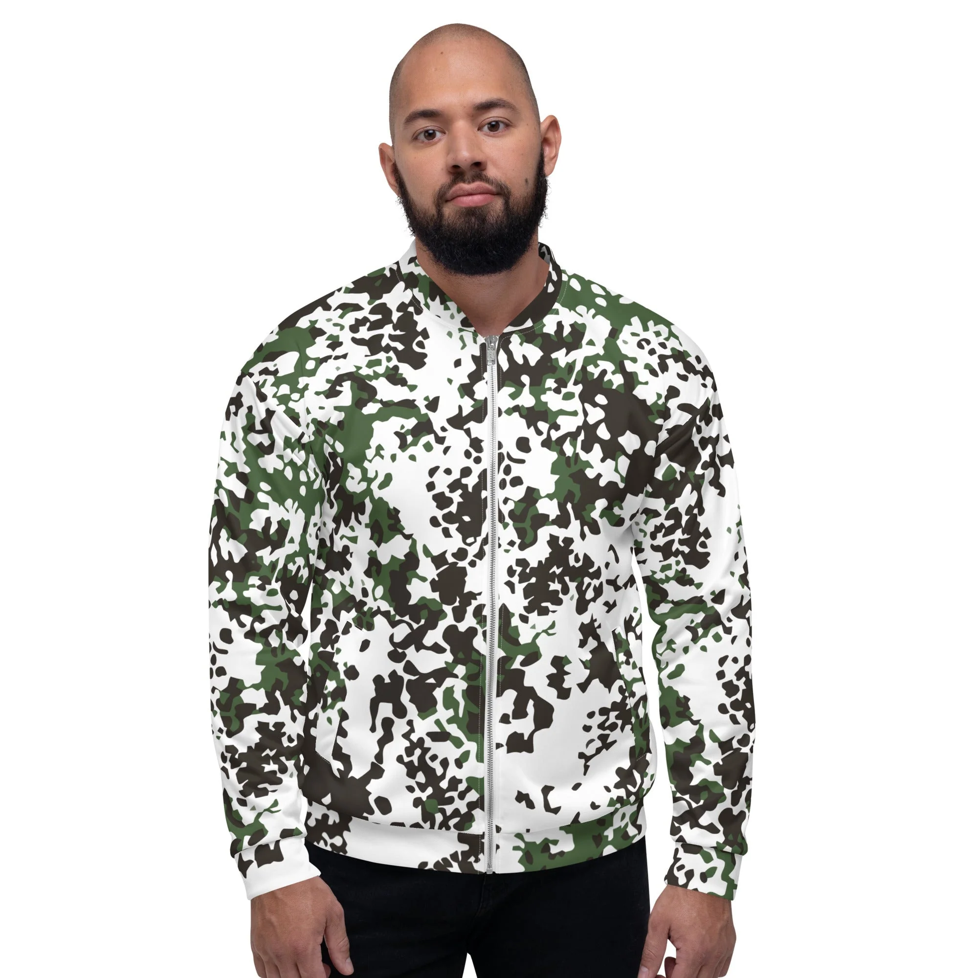 Danish Flecktarn Snow CAMO Unisex Bomber Jacket - Image 6