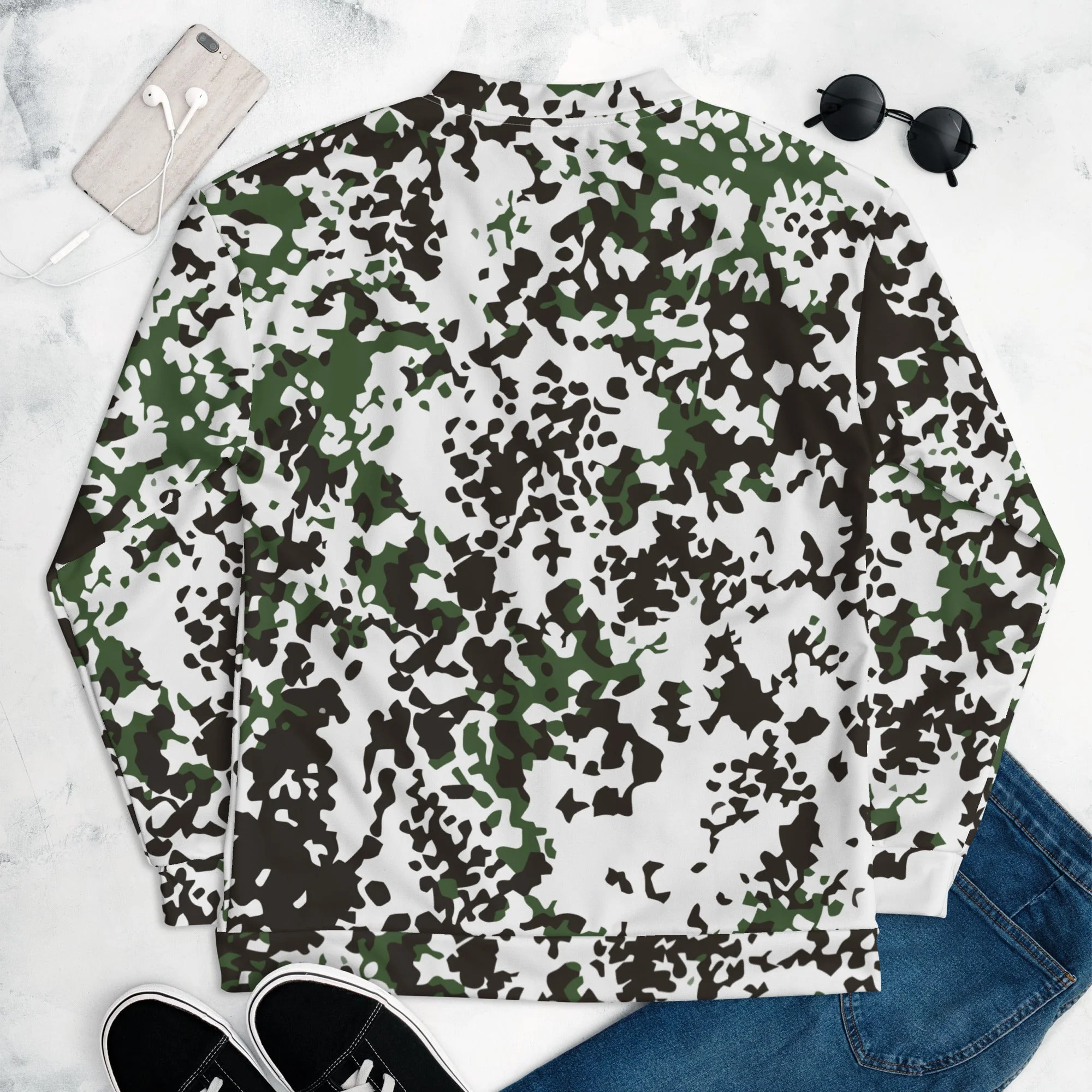 Danish Flecktarn Snow CAMO Unisex Bomber Jacket - Image 9