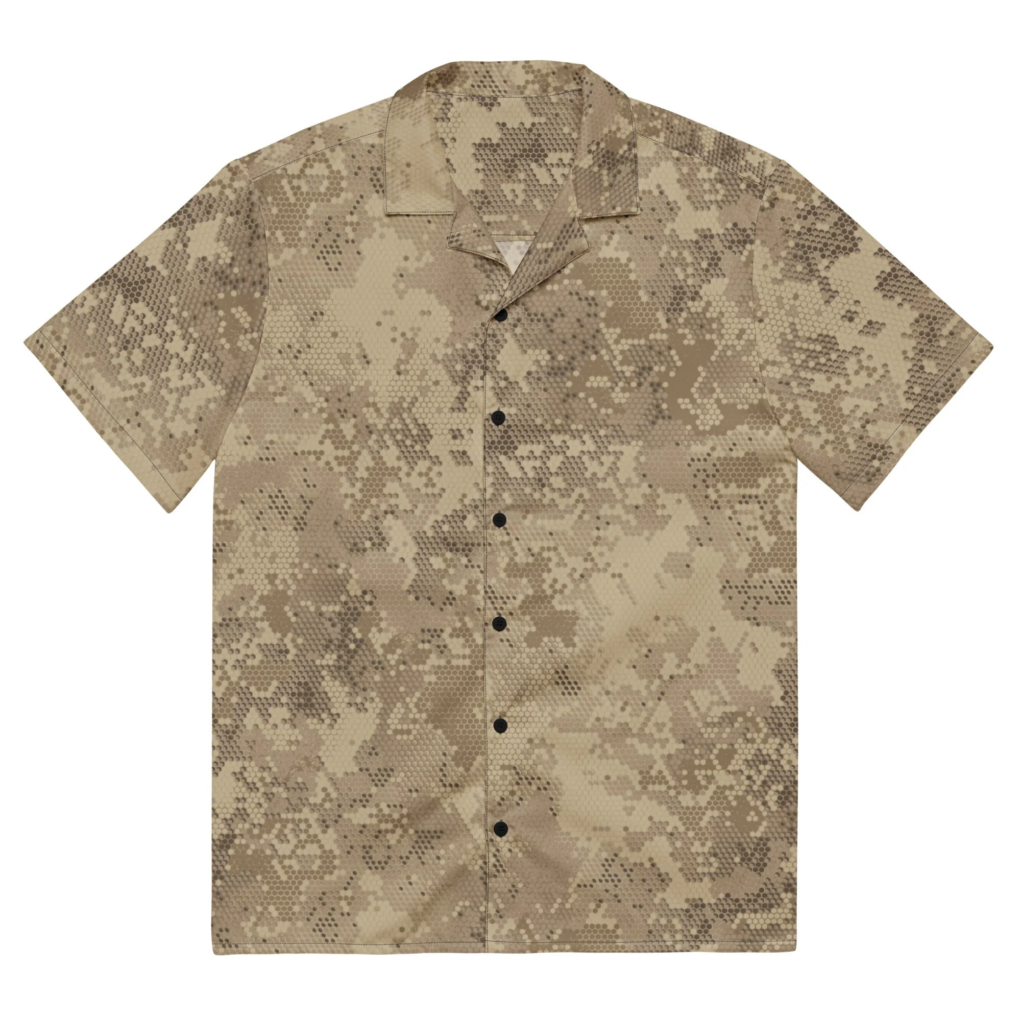 Rattlesnake Hex Desert CAMO Unisex Short-Sleeve Button Shirt - Image 3