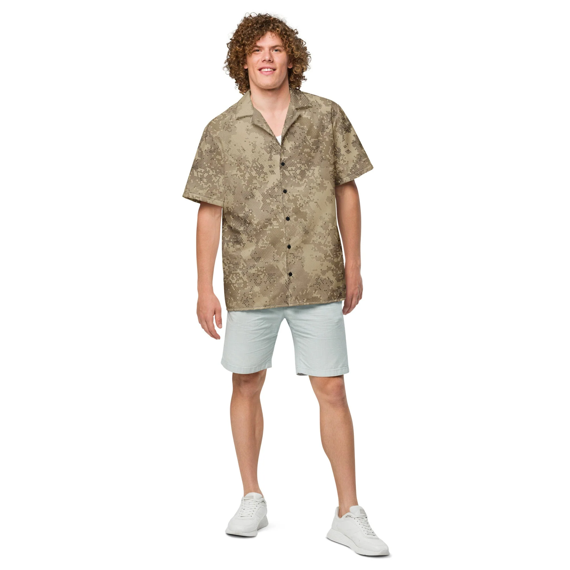 Rattlesnake Hex Desert CAMO Unisex Short-Sleeve Button Shirt - Image 4