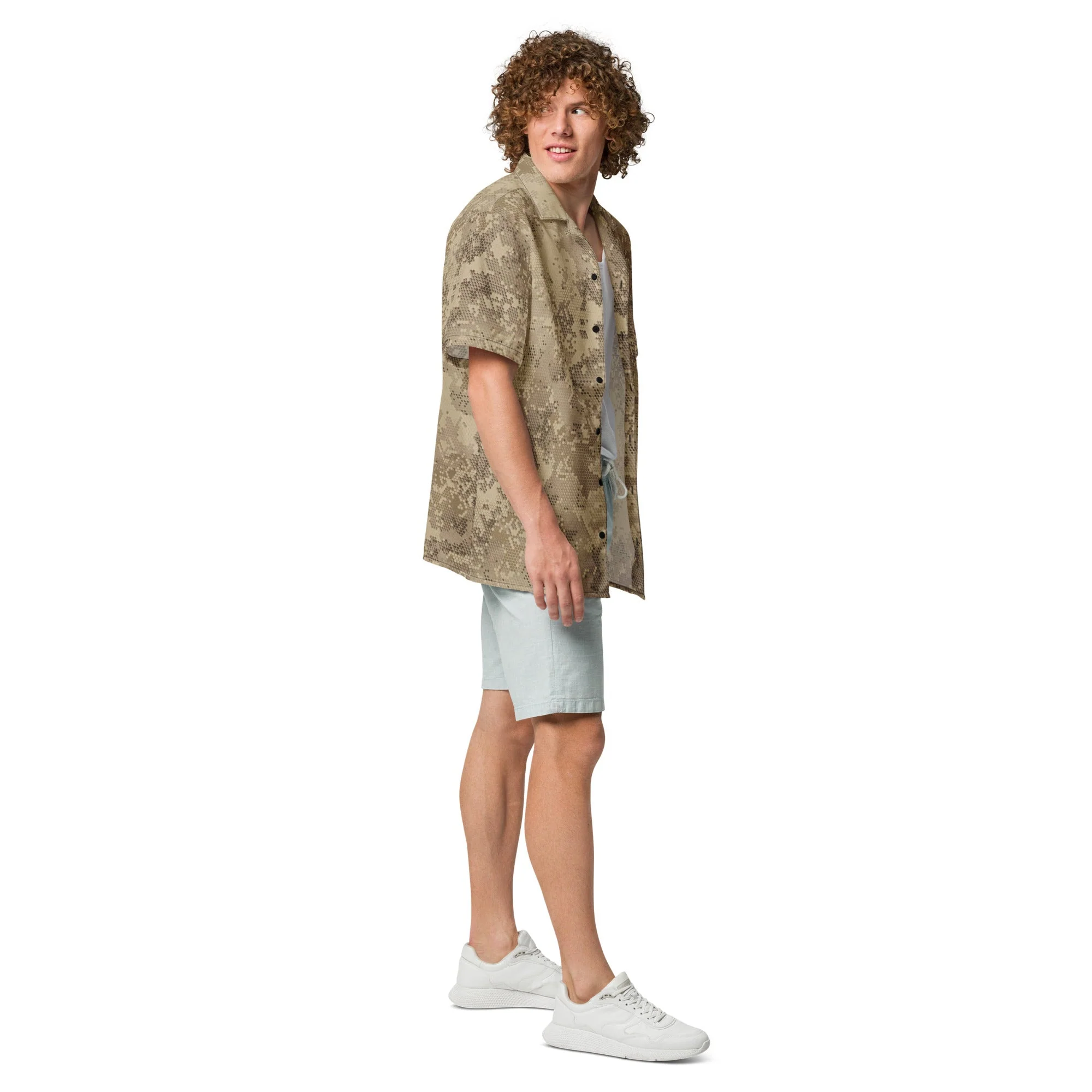 Rattlesnake Hex Desert CAMO Unisex Short-Sleeve Button Shirt - Image 6
