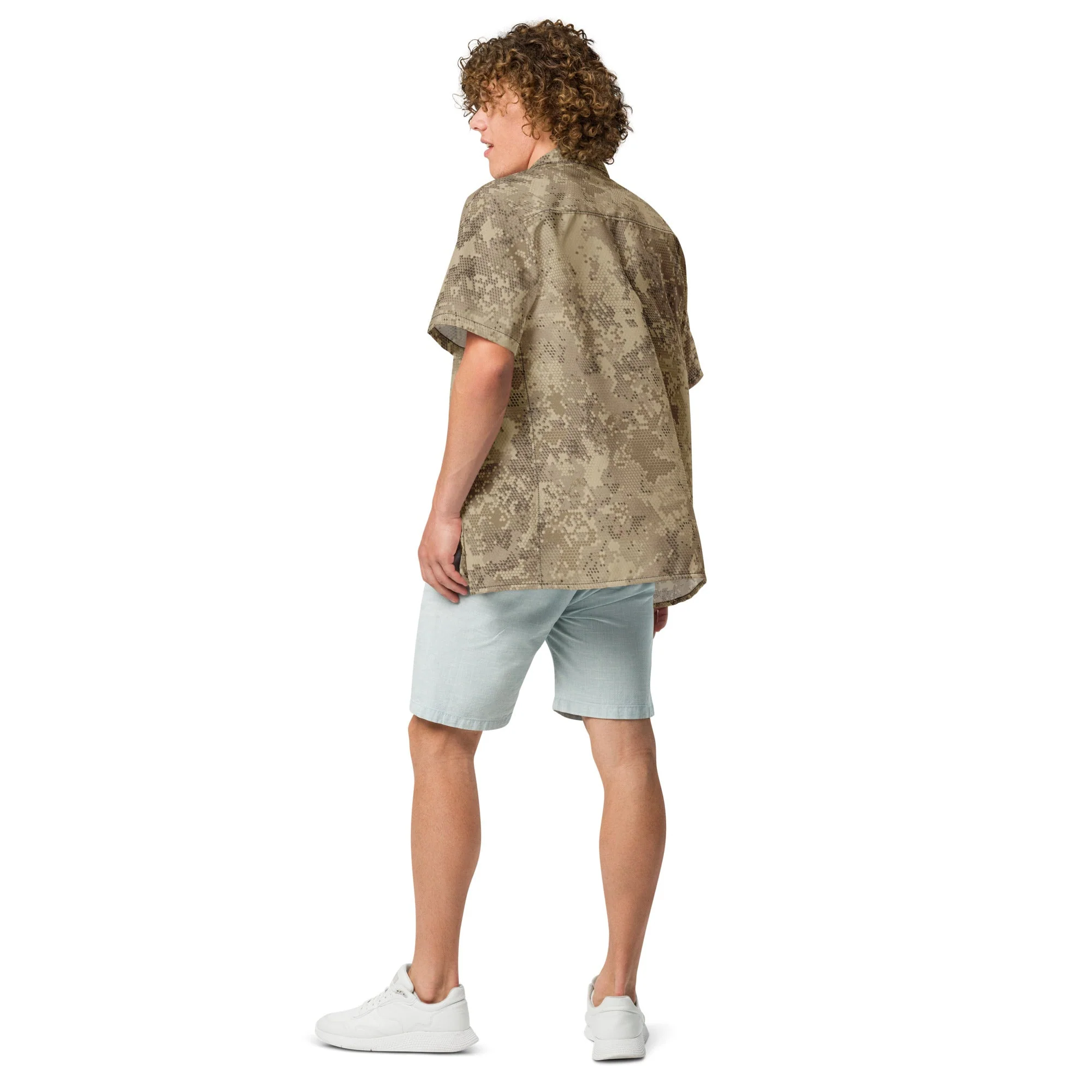 Rattlesnake Hex Desert CAMO Unisex Short-Sleeve Button Shirt - Image 7