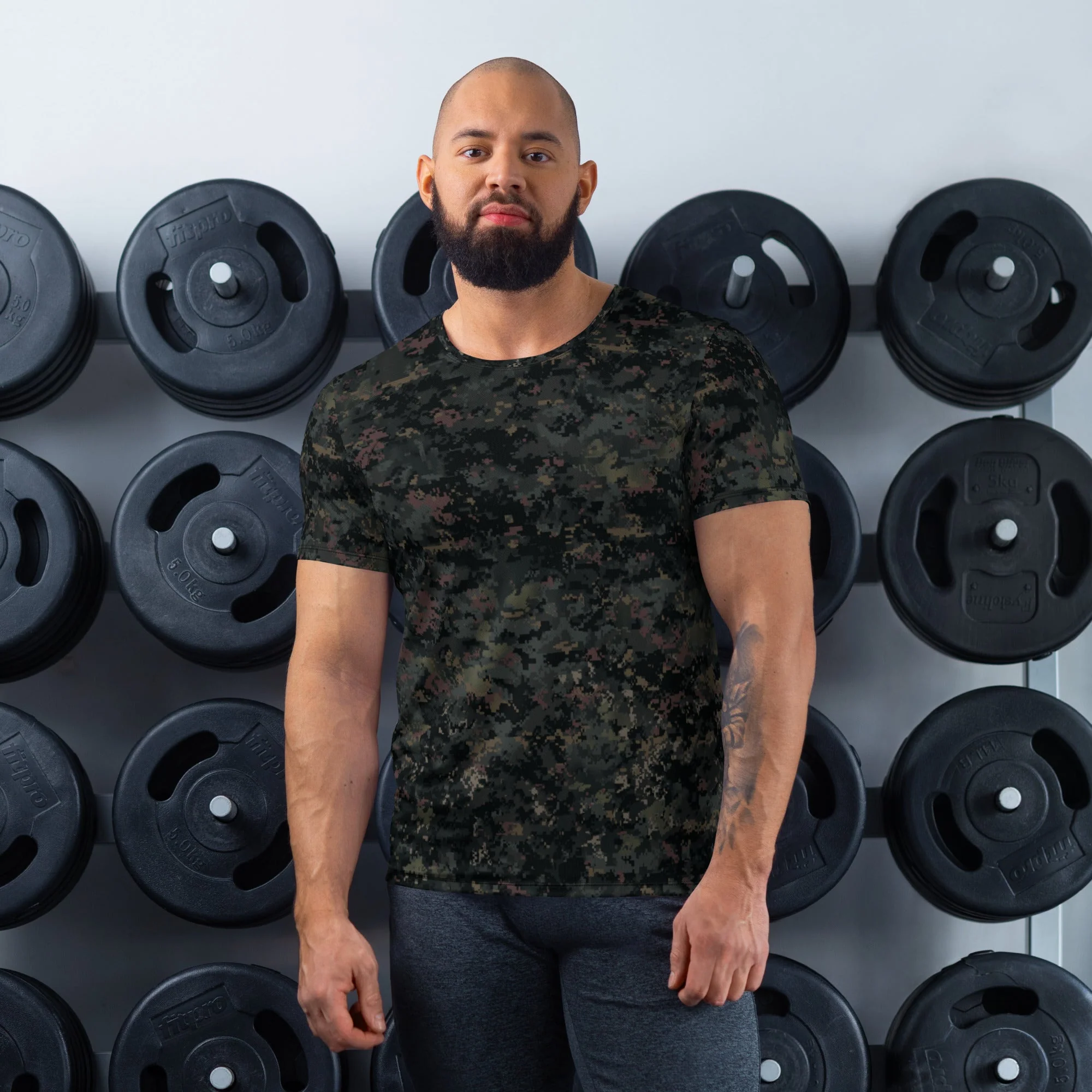 Digital Black Night Rust CAMO Mens Athletic T-Shirt