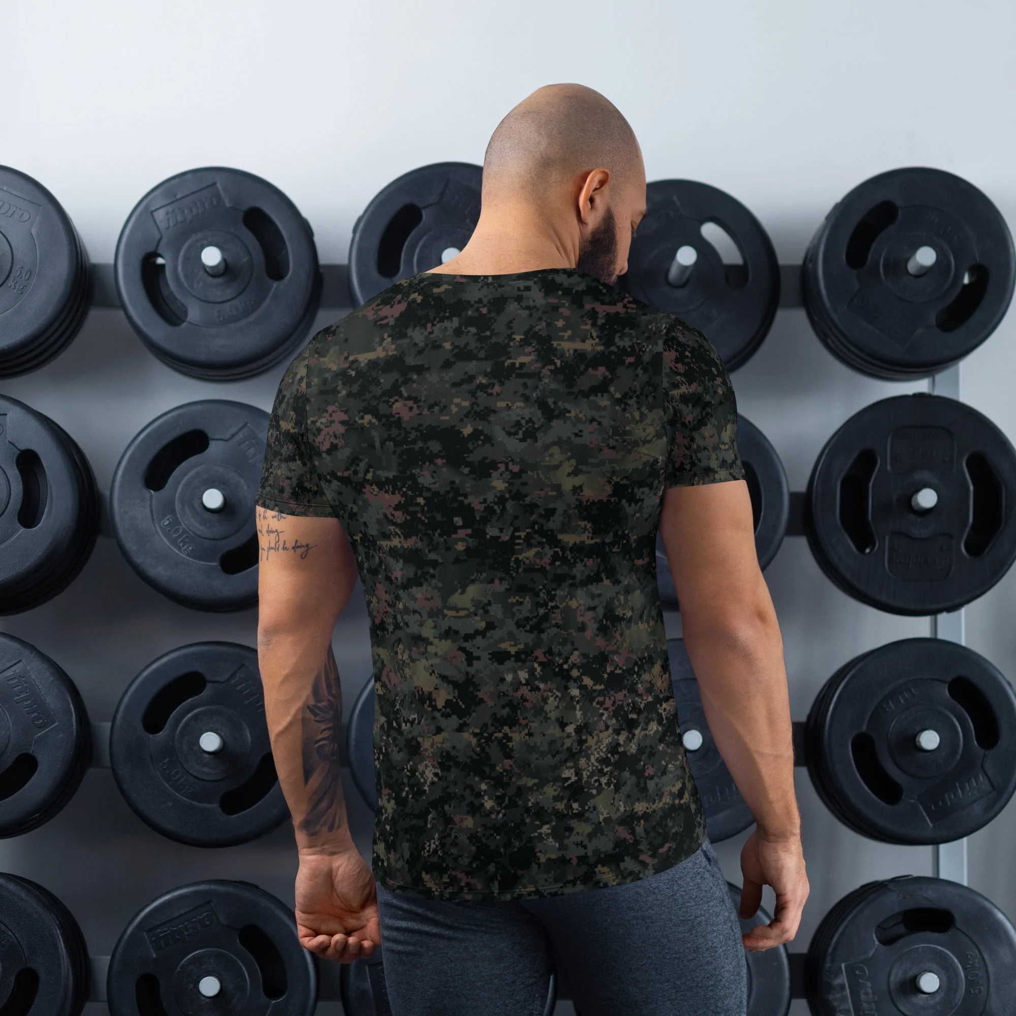 Digital Black Night Rust CAMO Mens Athletic T-Shirt - Image 2