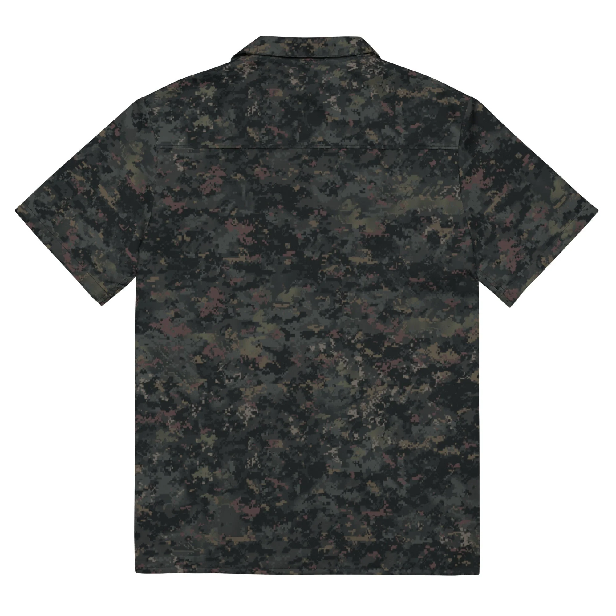 Digital Black Night Rust CAMO Unisex Short-Sleeve Button Shirt - Image 5