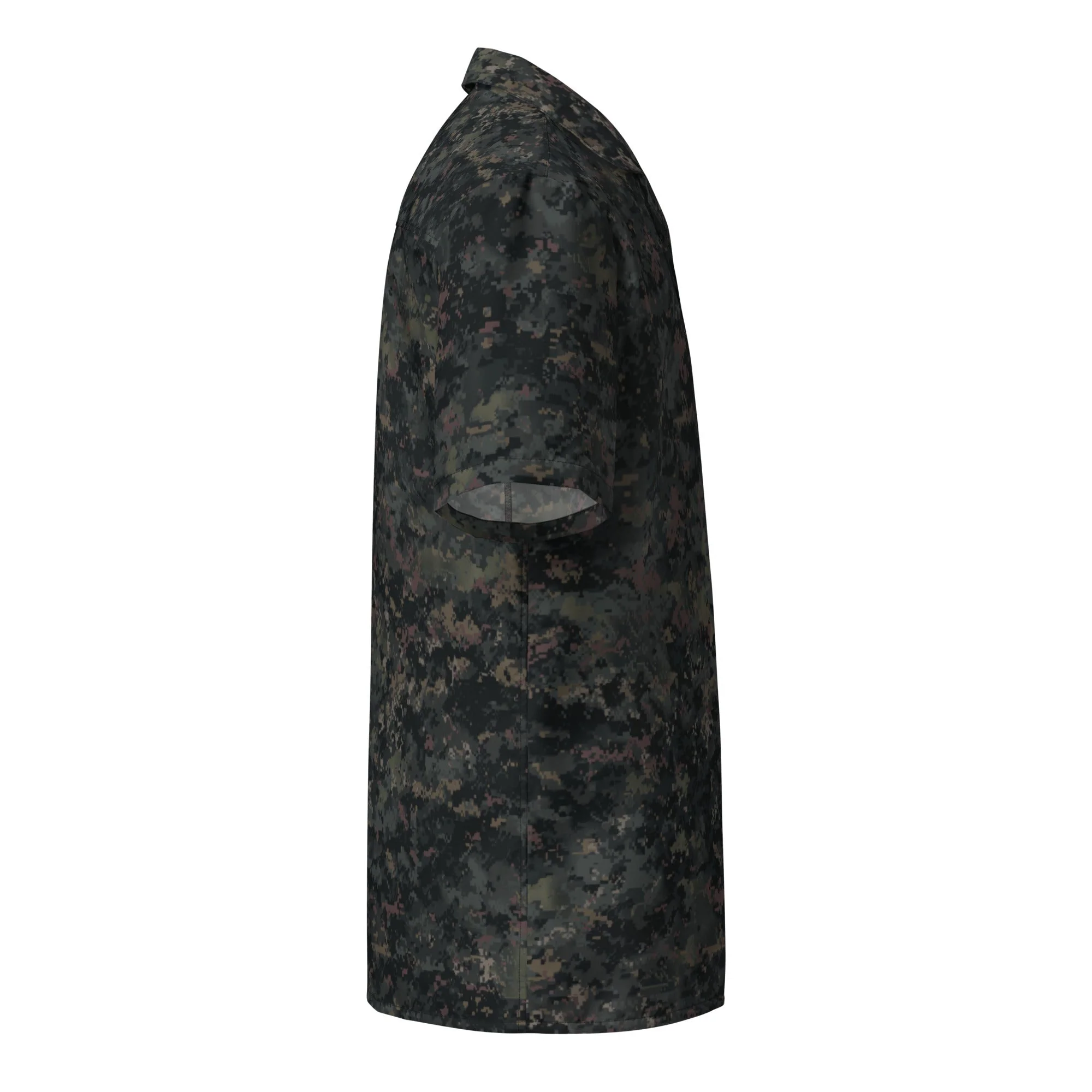 Digital Black Night Rust CAMO Unisex Short-Sleeve Button Shirt - Image 8