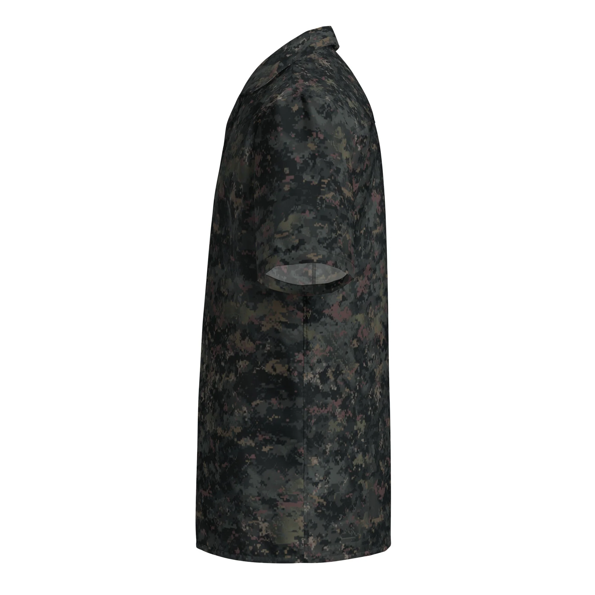Digital Black Night Rust CAMO Unisex Short-Sleeve Button Shirt - Image 9