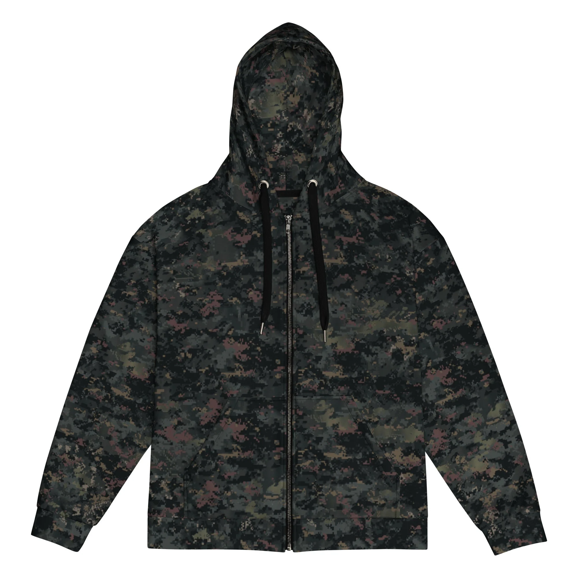 Digital Black Night Rust CAMO Unisex Zip Hoodie