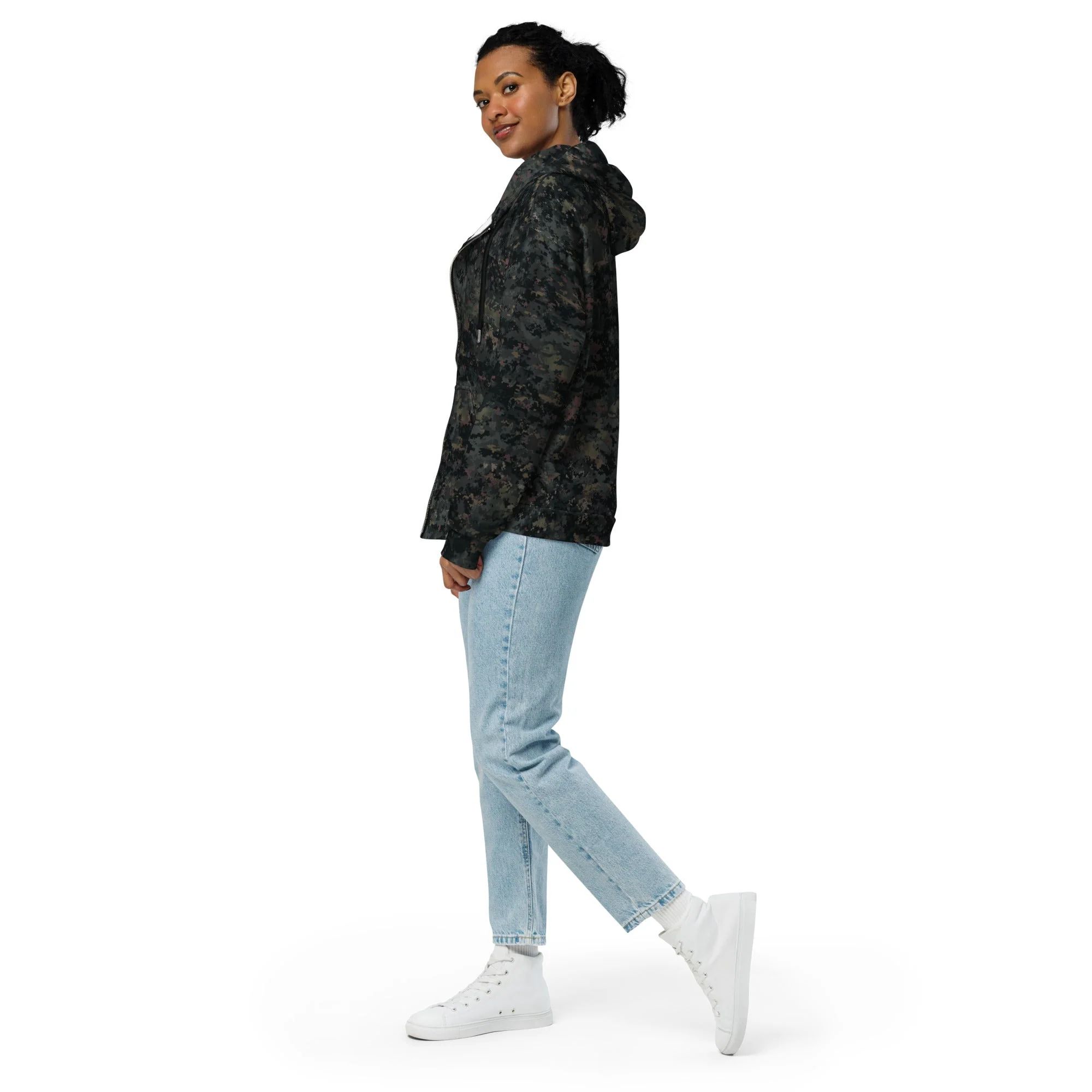Digital Black Night Rust CAMO Unisex Zip Hoodie - Image 10