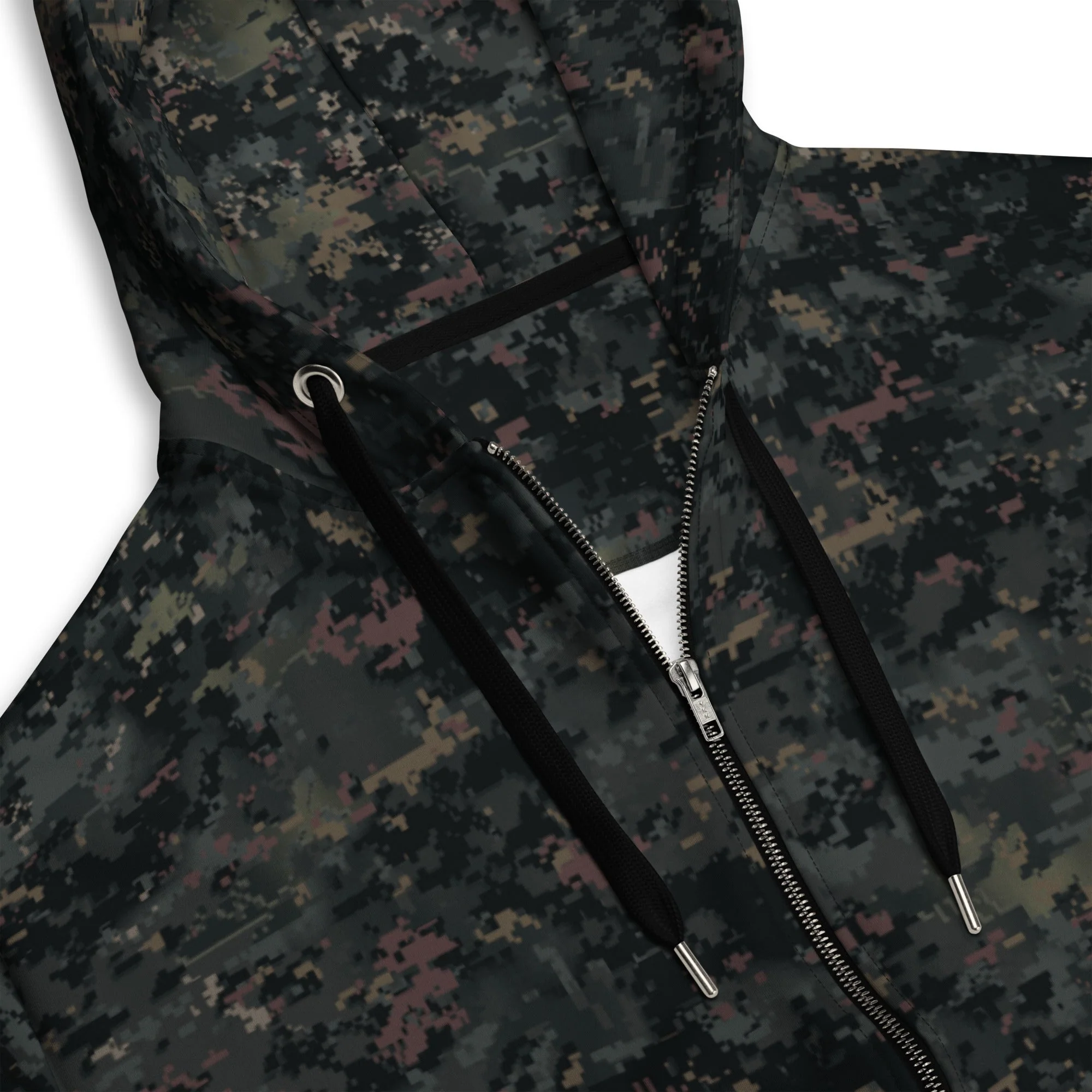 Digital Black Night Rust CAMO Unisex Zip Hoodie - Image 11