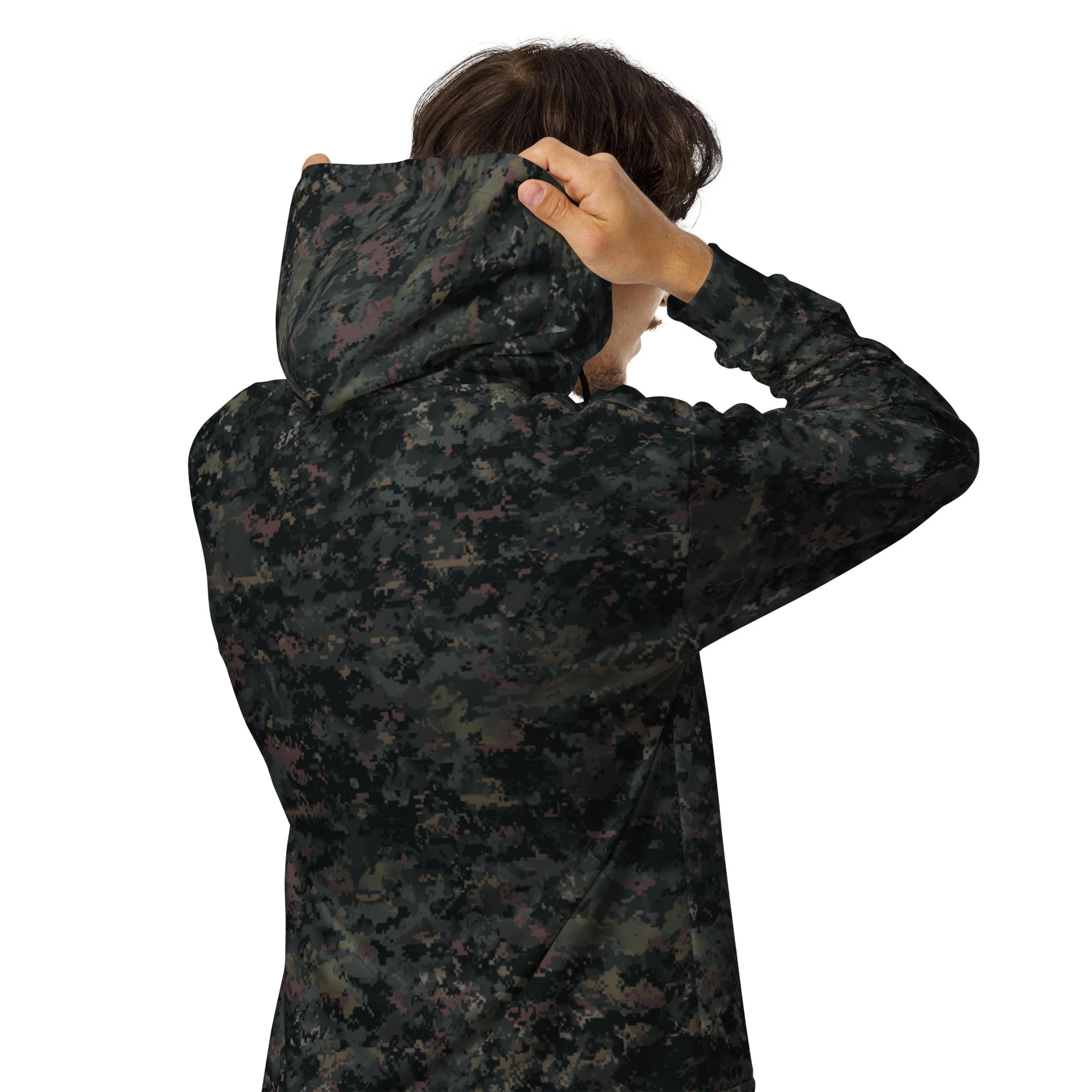 Digital Black Night Rust CAMO Unisex Zip Hoodie - Image 14