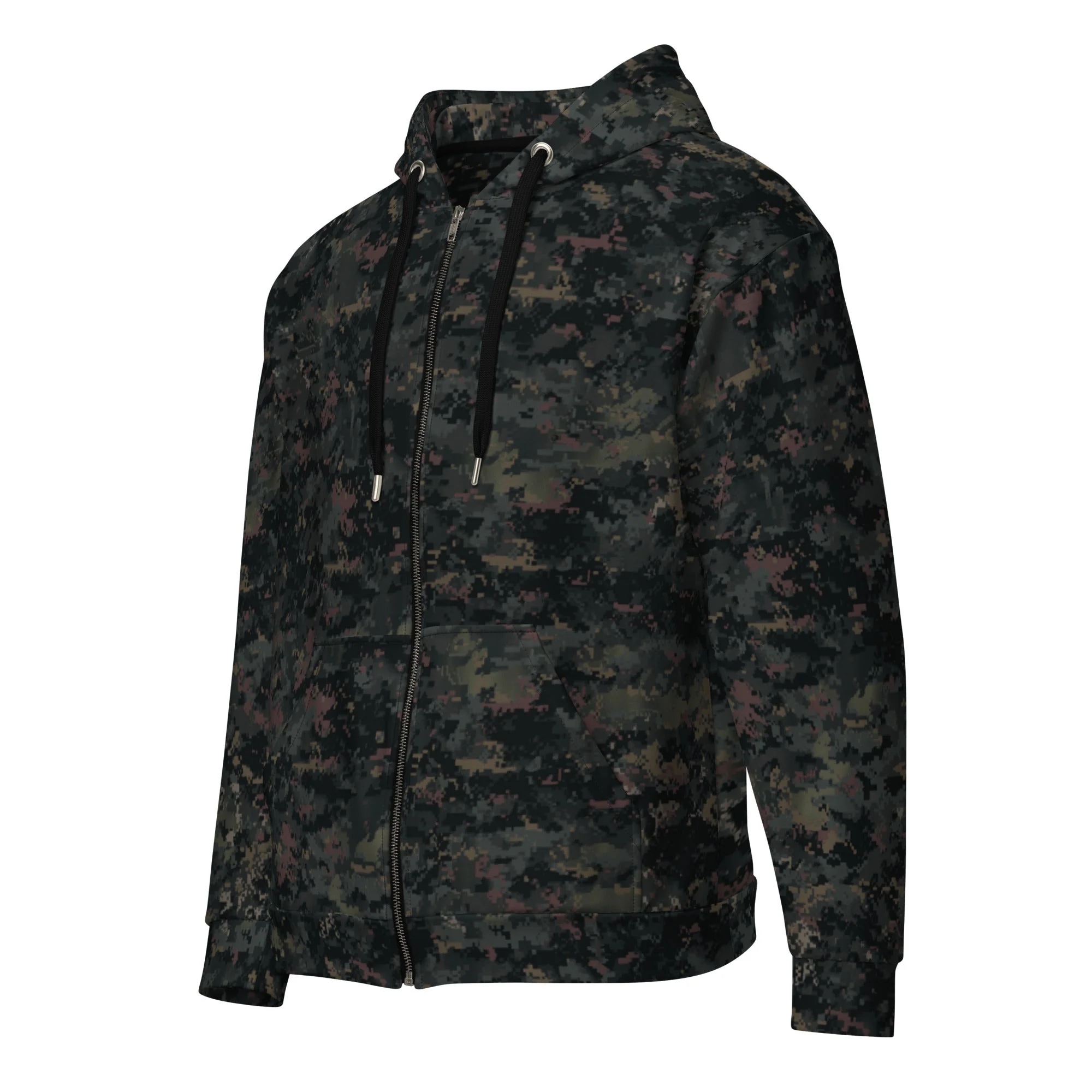 Digital Black Night Rust CAMO Unisex Zip Hoodie - Image 2