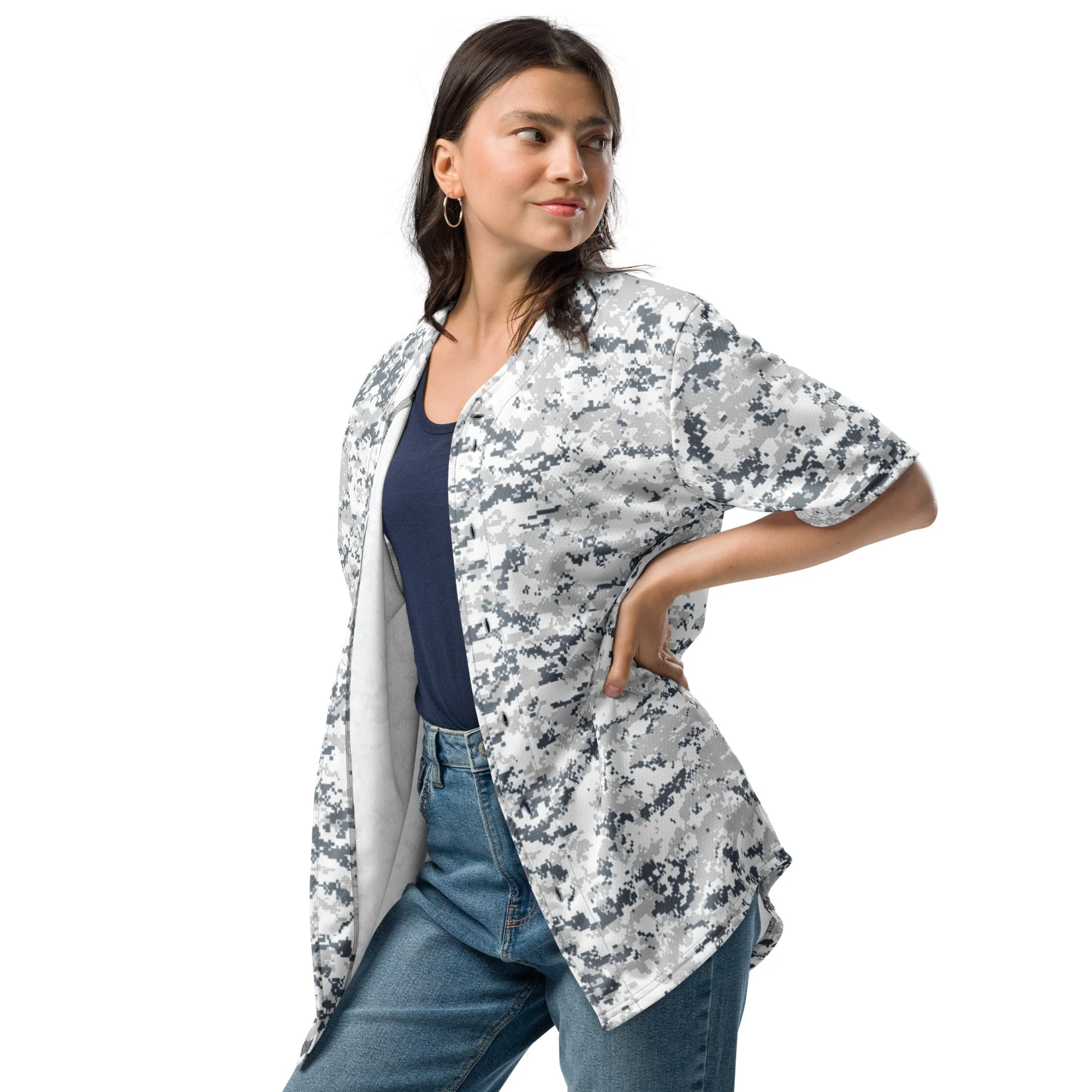 Digital Snow CAMO Unisex Baseball Jersey - Image 2