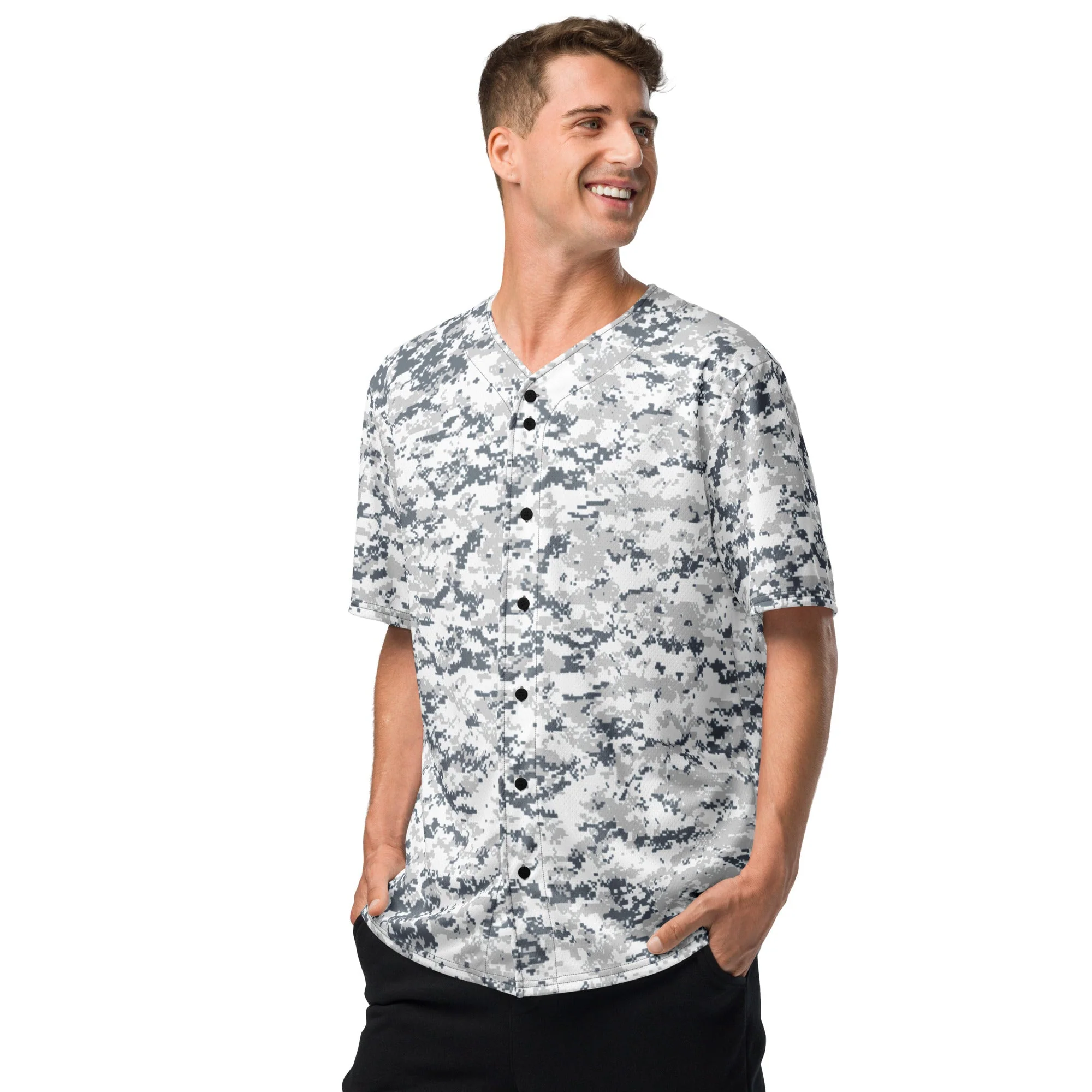 Digital Snow CAMO Unisex Baseball Jersey - Image 9