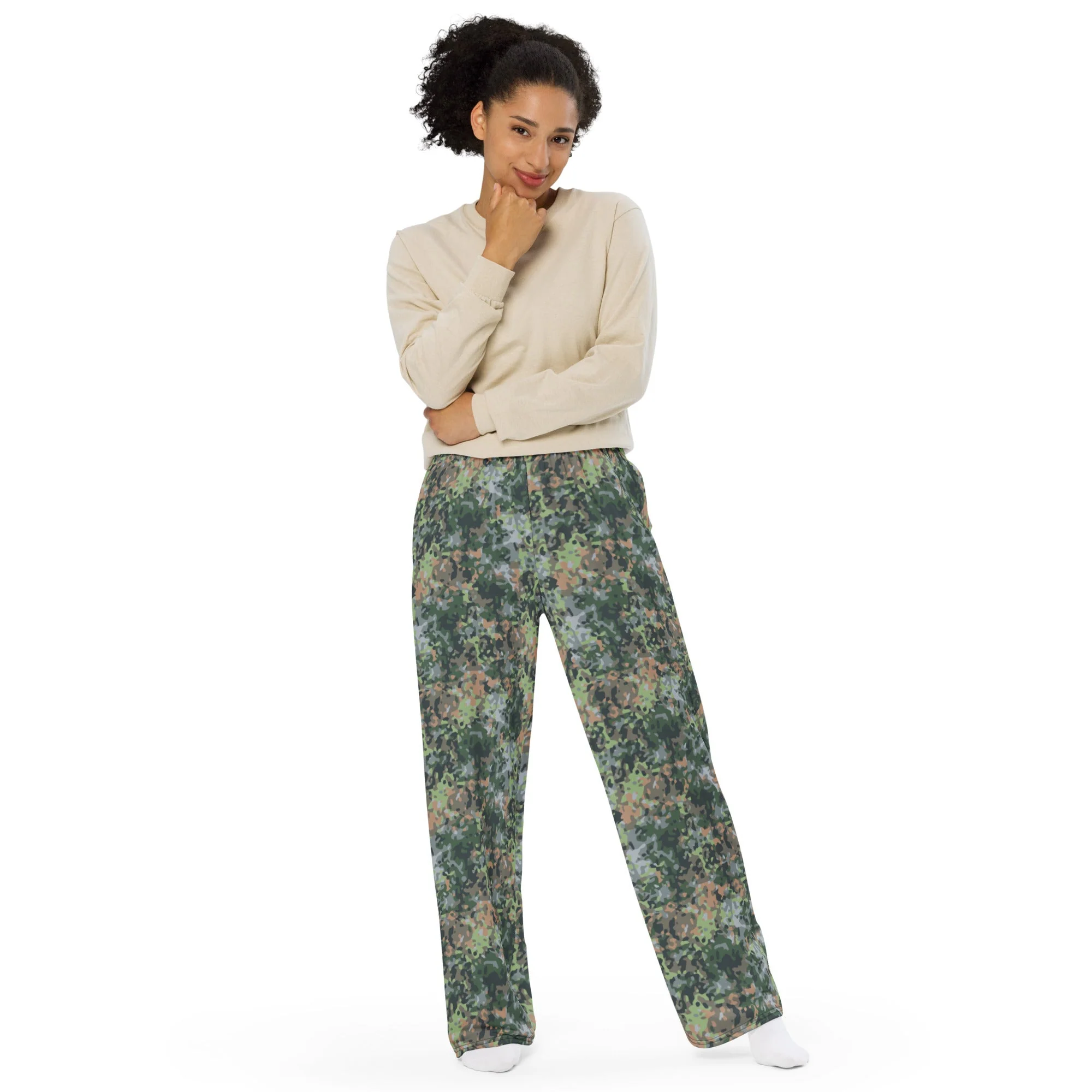 Dutch Fractal Green CAMO Unisex Wide-Leg Leisure Pants - Image 10