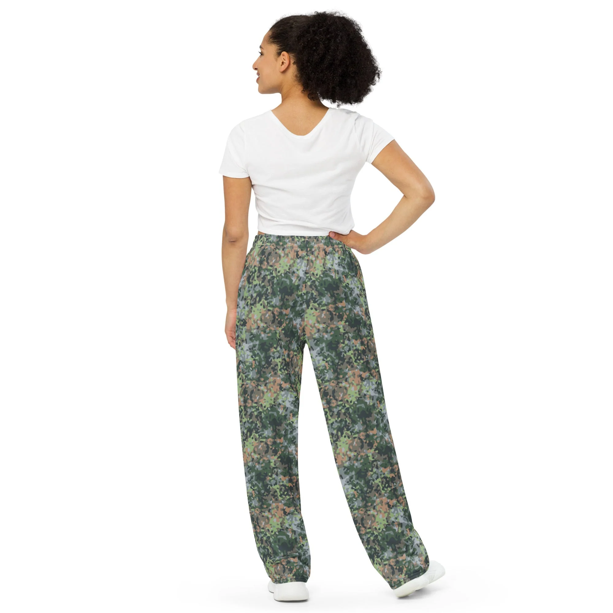 Dutch Fractal Green CAMO Unisex Wide-Leg Leisure Pants - Image 3