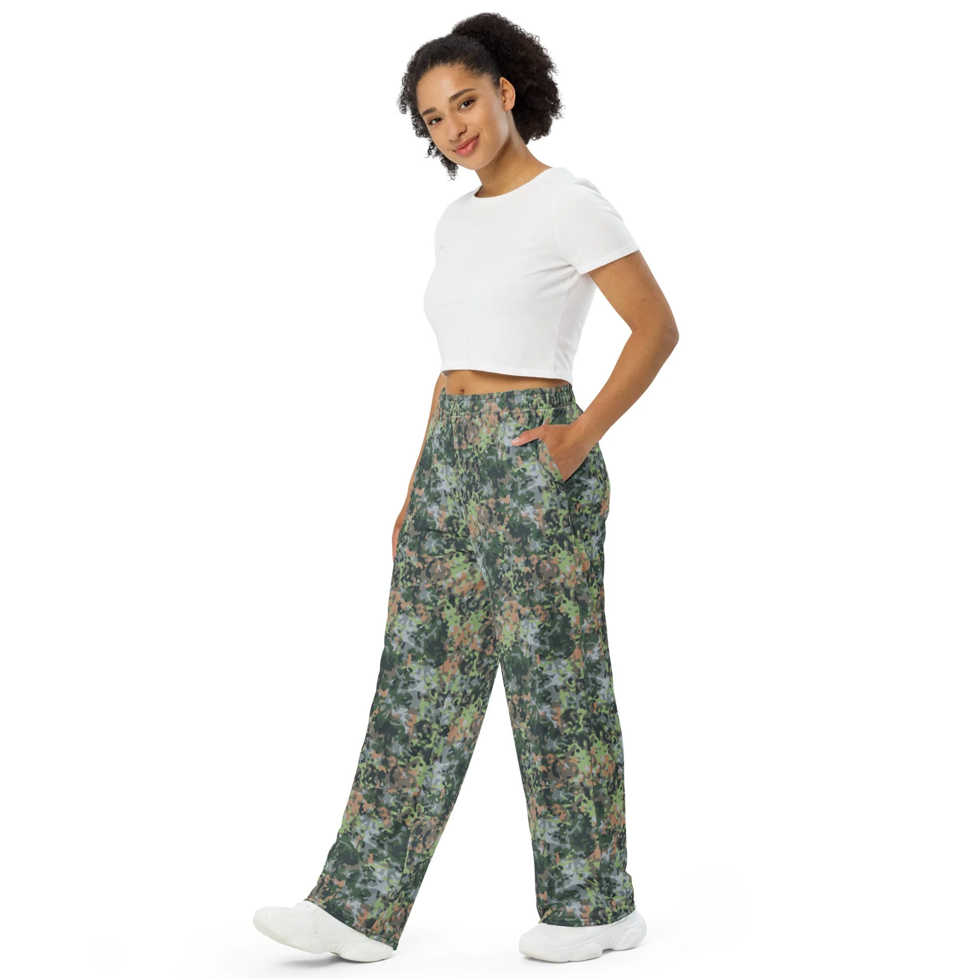 Dutch Fractal Green CAMO Unisex Wide-Leg Leisure Pants - Image 5