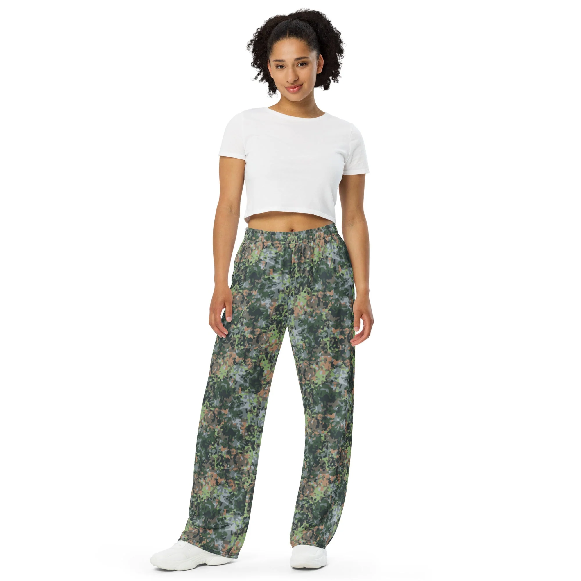 Dutch Fractal Green CAMO Unisex Wide-Leg Leisure Pants - Image 7