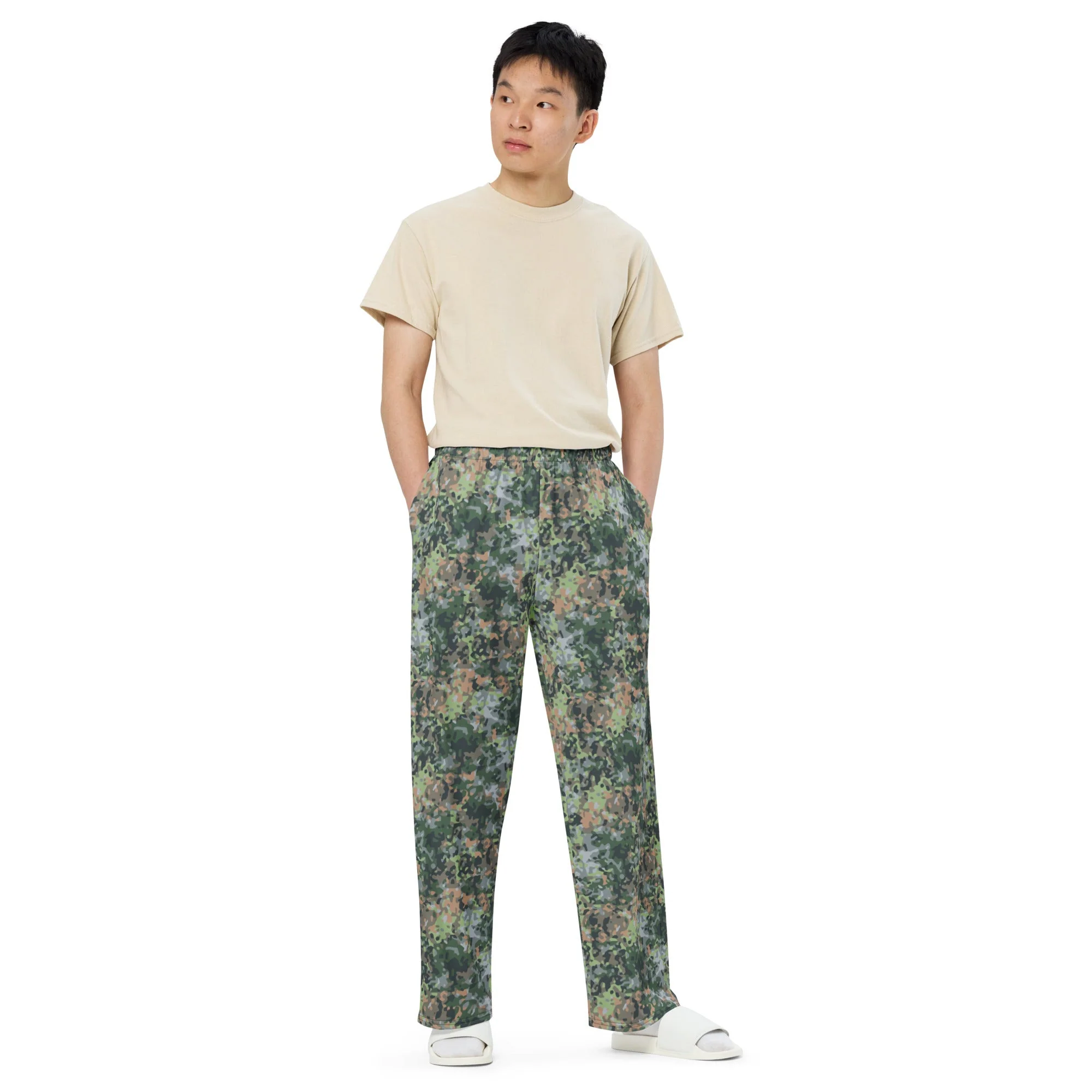 Dutch Fractal Green CAMO Unisex Wide-Leg Leisure Pants - Image 8