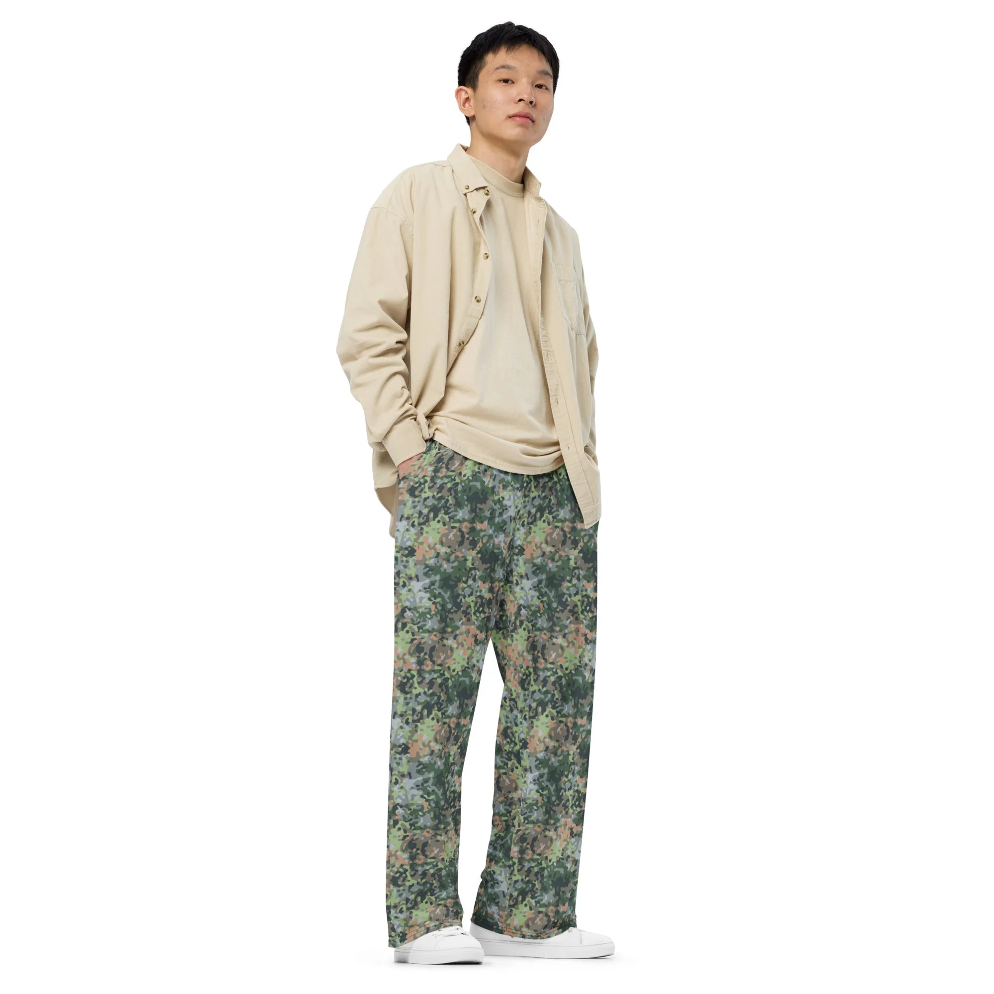 Dutch Fractal Green CAMO Unisex Wide-Leg Leisure Pants - Image 9