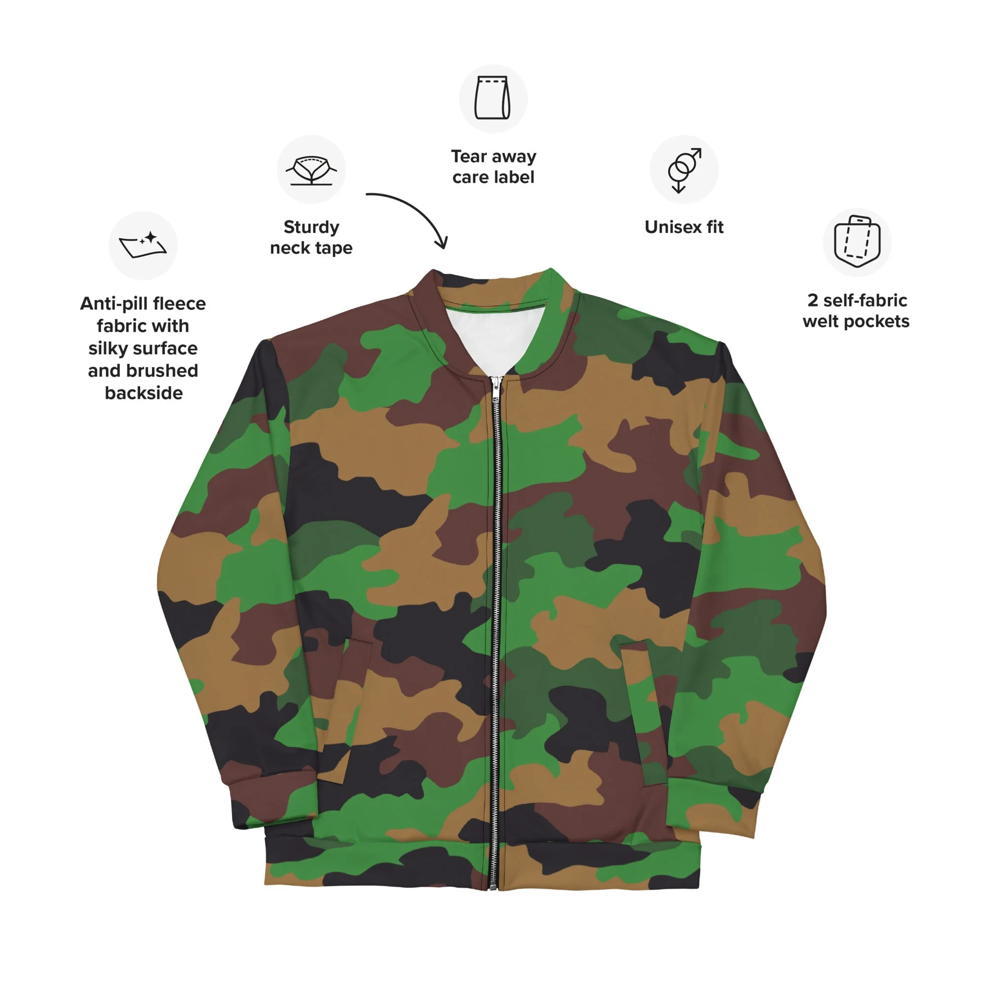 Dutch Jungle CAMO Unisex Bomber Jacket - Image 4