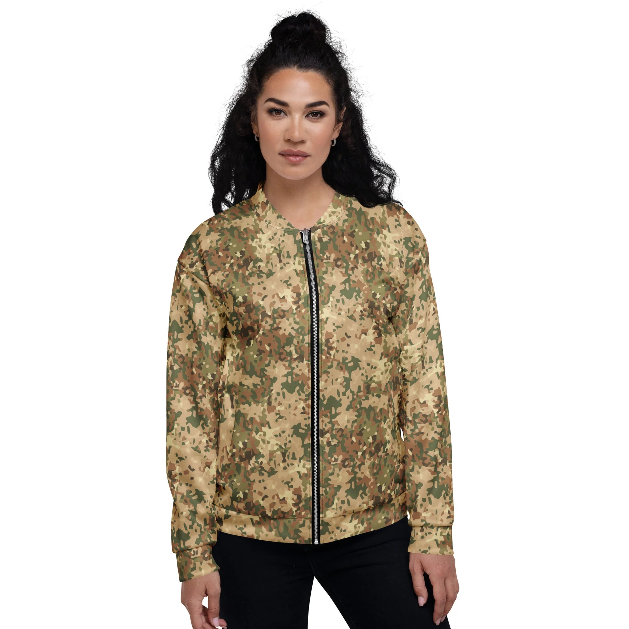 Dutch Fractal Tan CAMO Unisex Bomber Jacket - Image 4