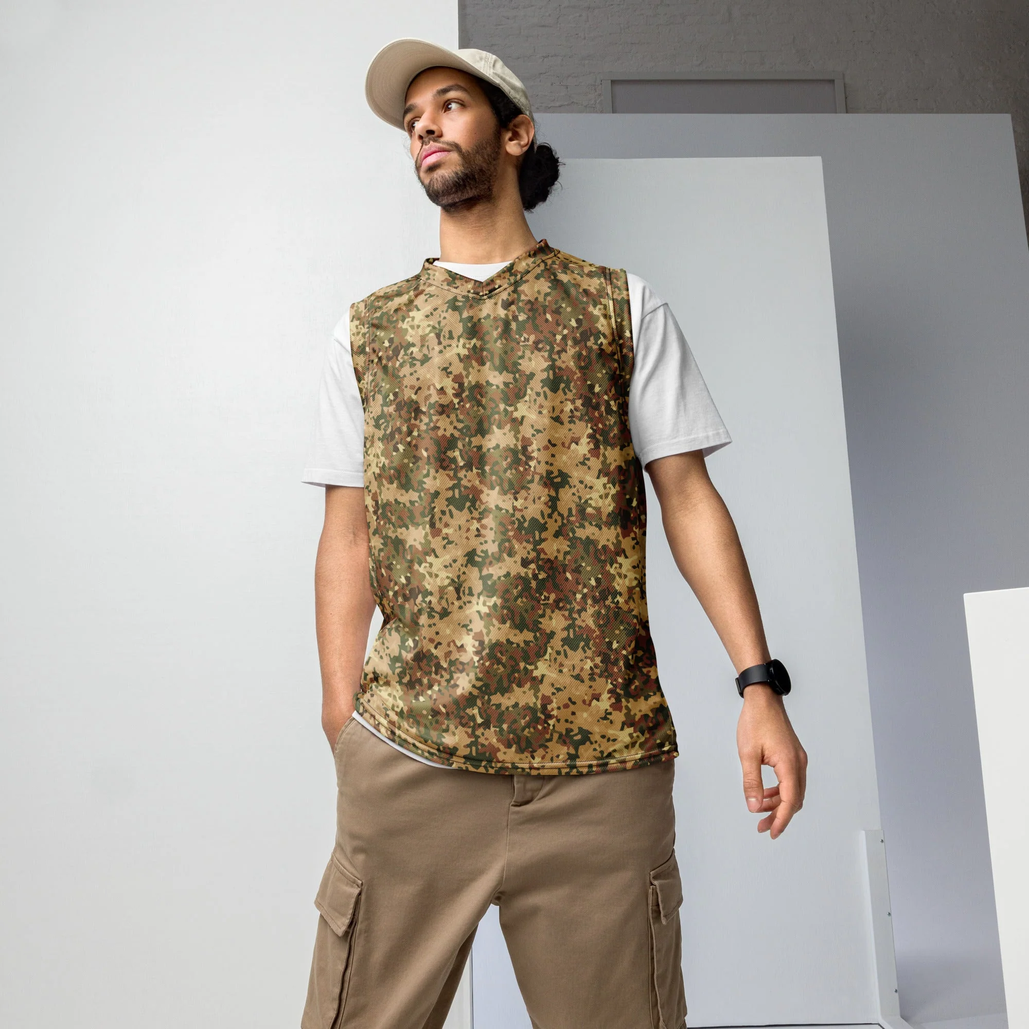 Dutch Fractal Tan CAMO Unisex Basketball Jersey