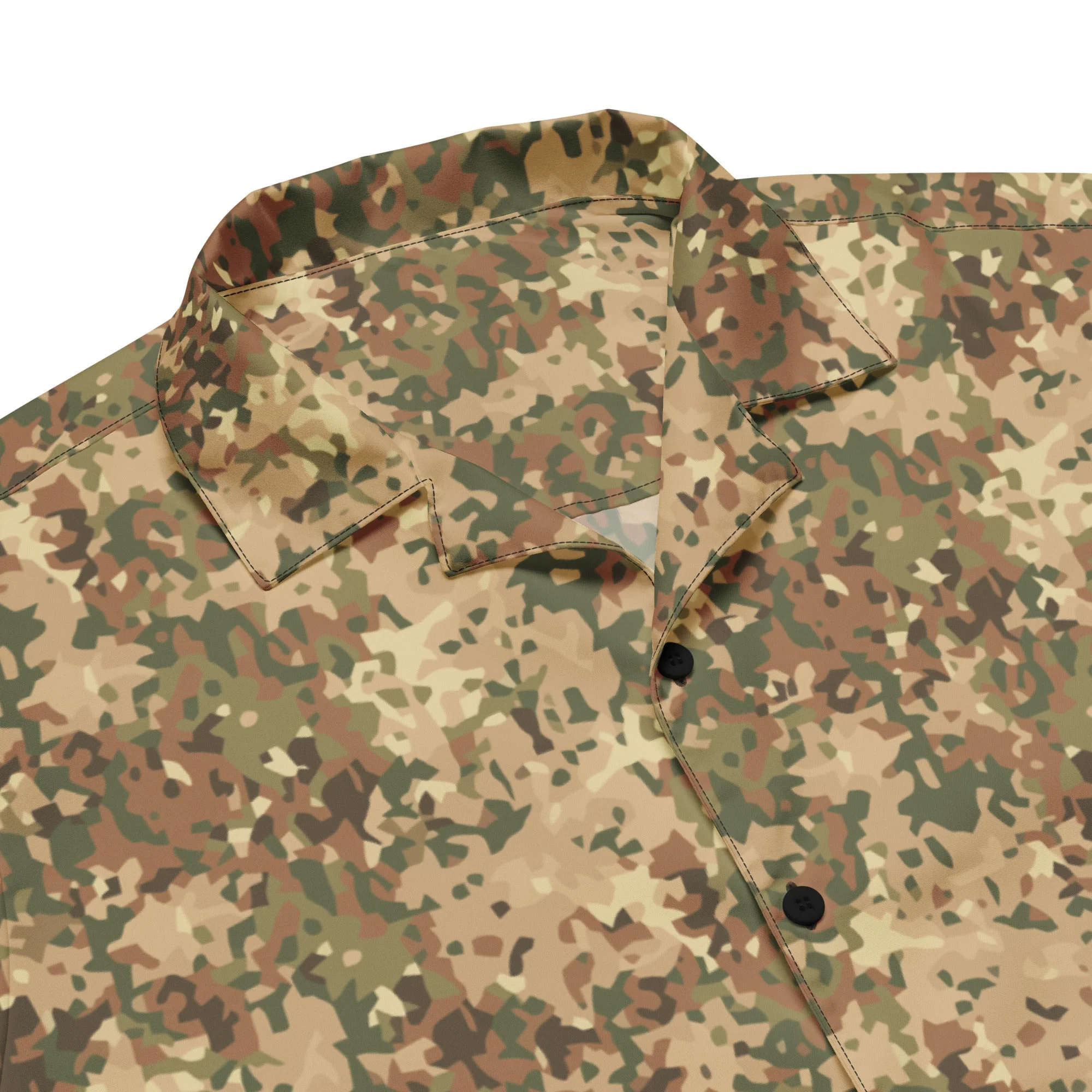 Dutch Fractal Tan CAMO Unisex Short-Sleeve Button Shirt - Image 2