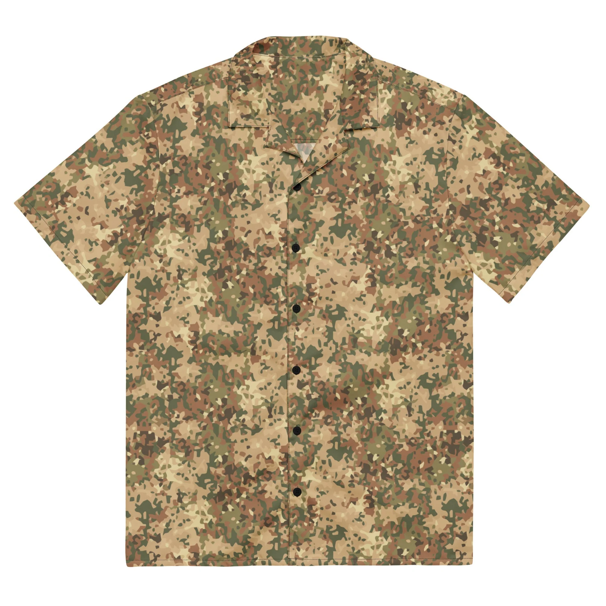 Dutch Fractal Tan CAMO Unisex Short-Sleeve Button Shirt - Image 3