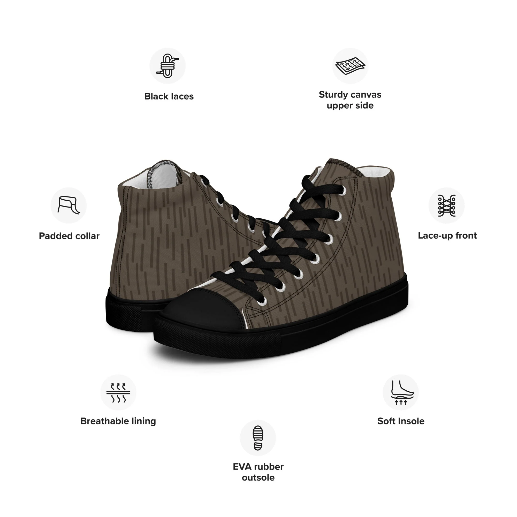 German Strichtarn Brown CAMO Mens High-Top Canvas Shoes - Image 3