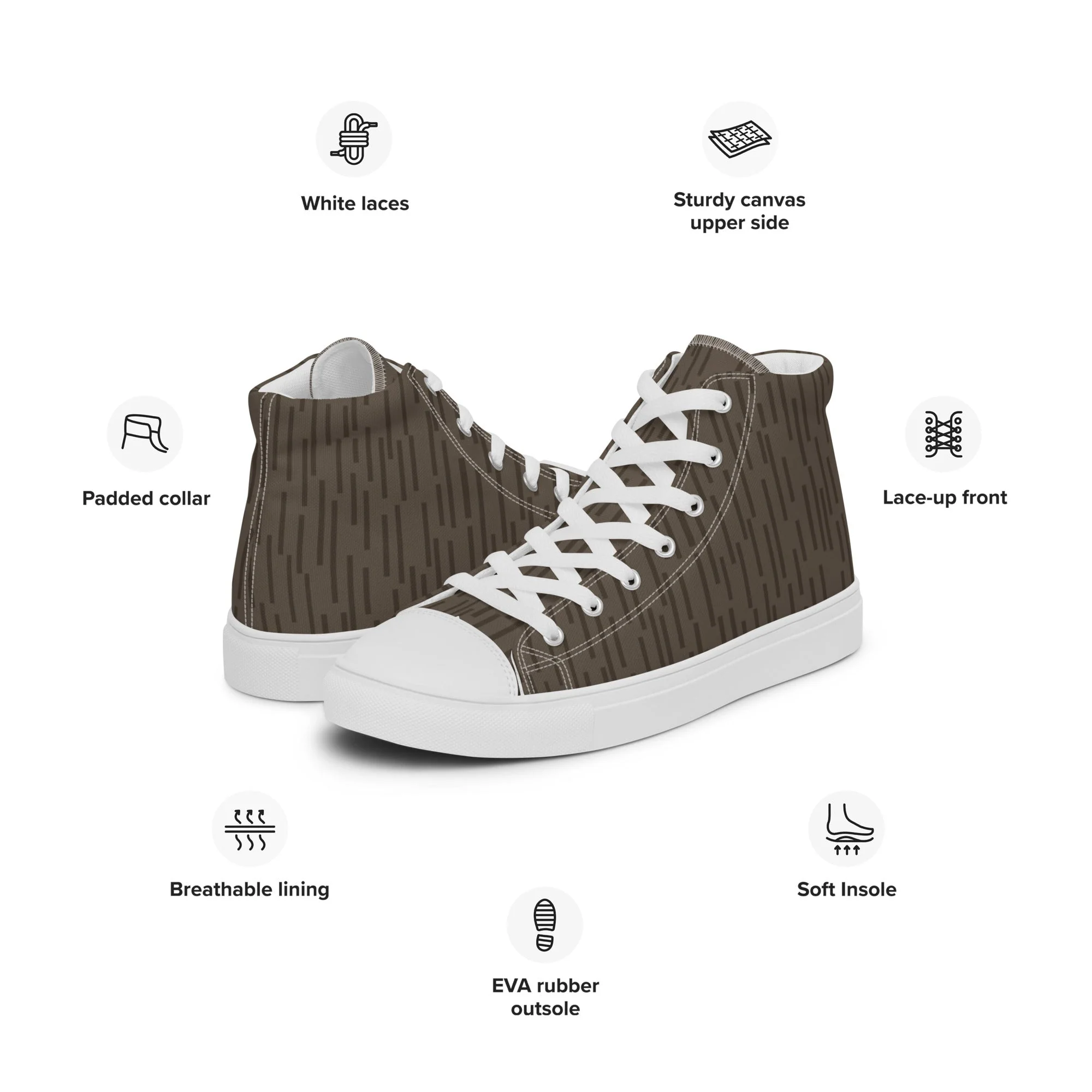 German Strichtarn Brown CAMO Mens High-Top Canvas Shoes - Image 4