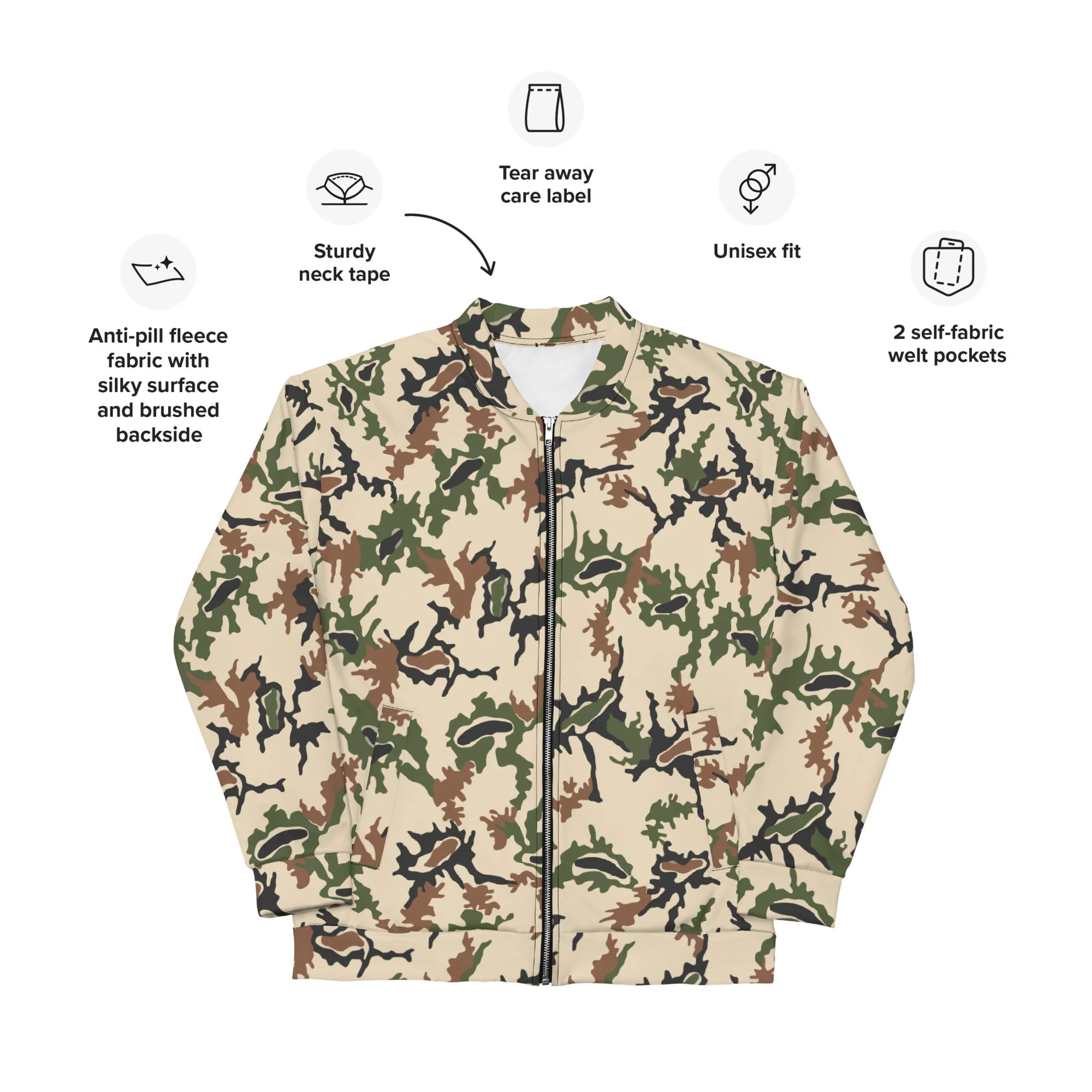 Egyptian Scrambled Eggs Desert CAMO Unisex Bomber Jacket - Image 9