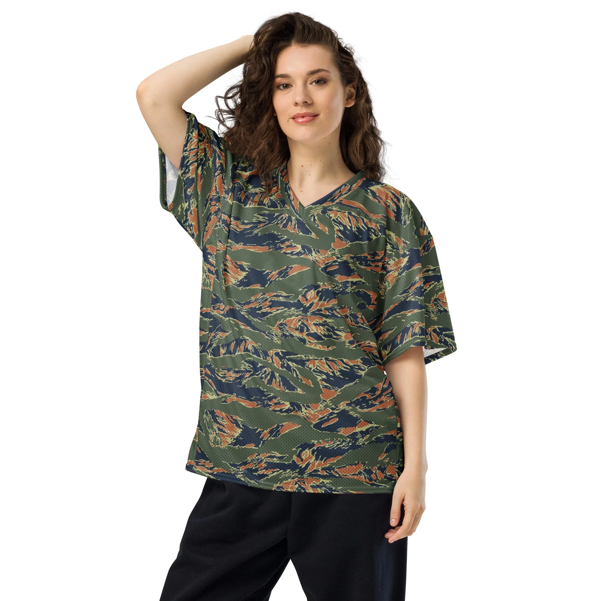 Equador Tiger Stripe Orange CAMO Unisex American Football Jersey - Image 12