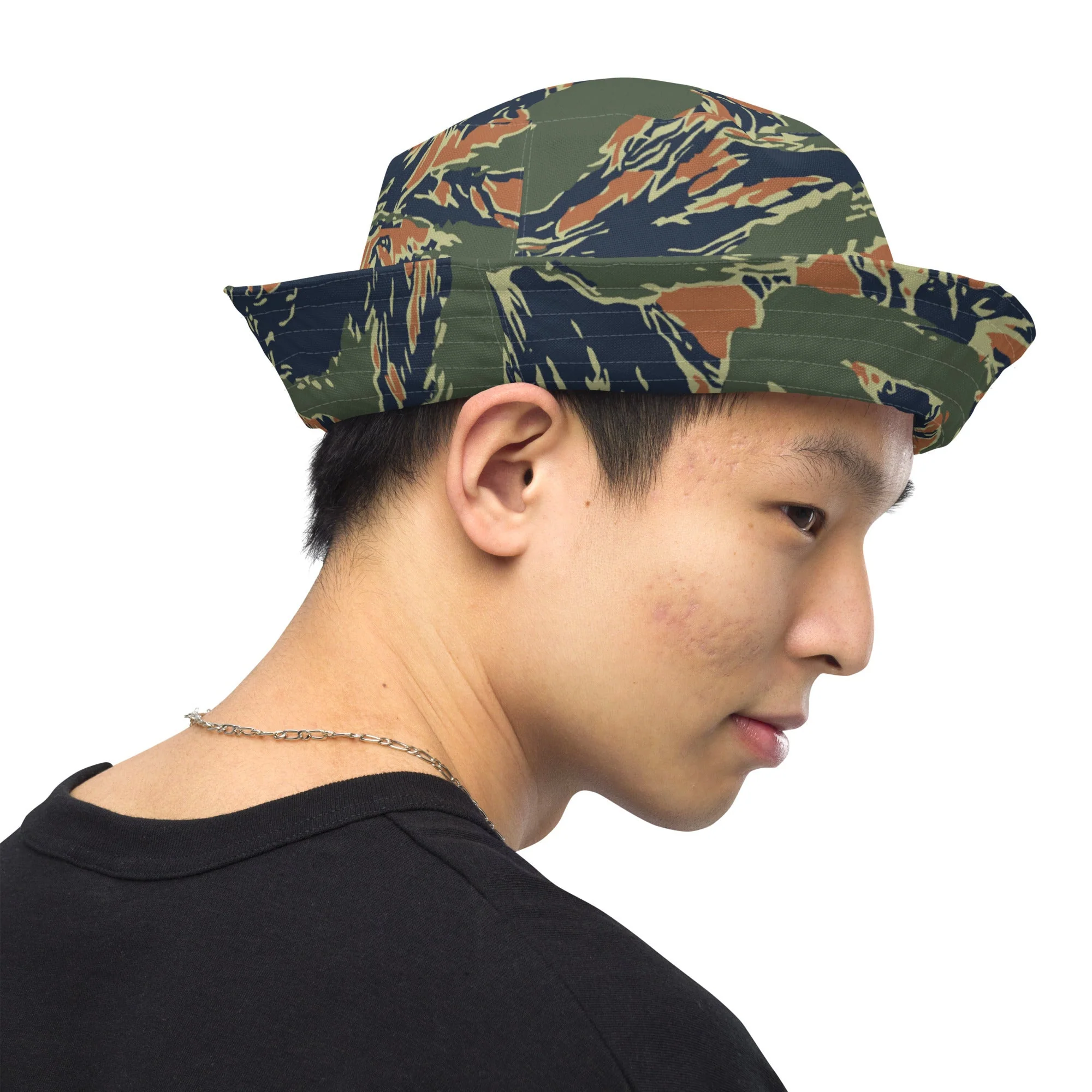 Equador Tiger Stripe Orange CAMO Reversible Bucket Hat - Image 4