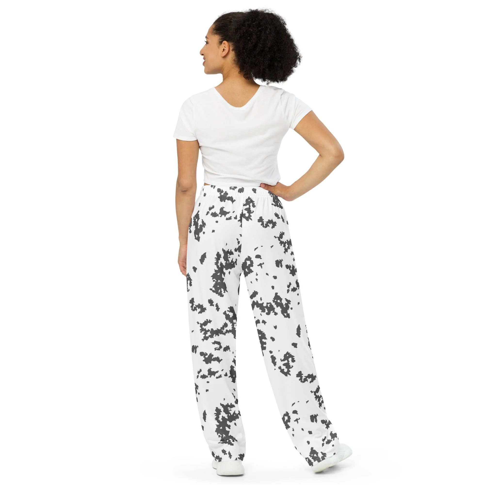 Finnish Lumikuvio Snow CAMO Unisex Wide-Leg Leisure Pants - Image 3