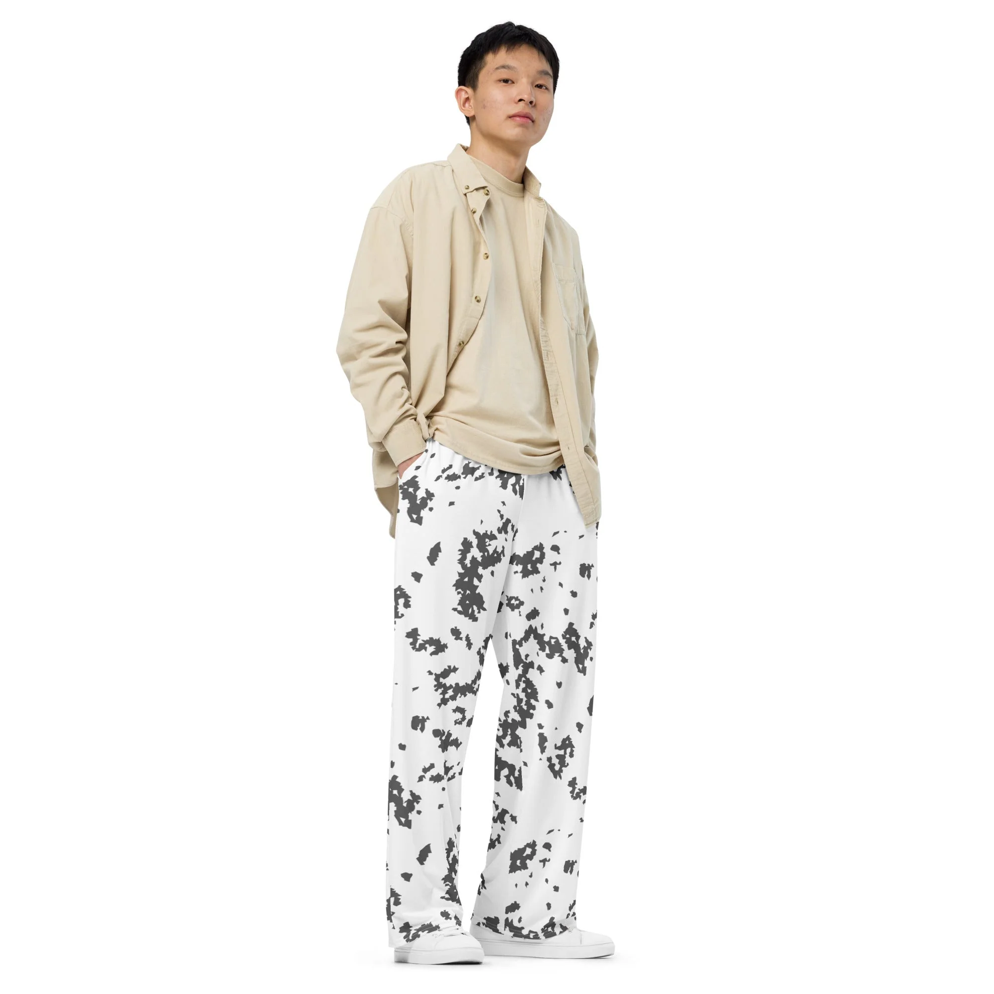 Finnish Lumikuvio Snow CAMO Unisex Wide-Leg Leisure Pants - Image 4