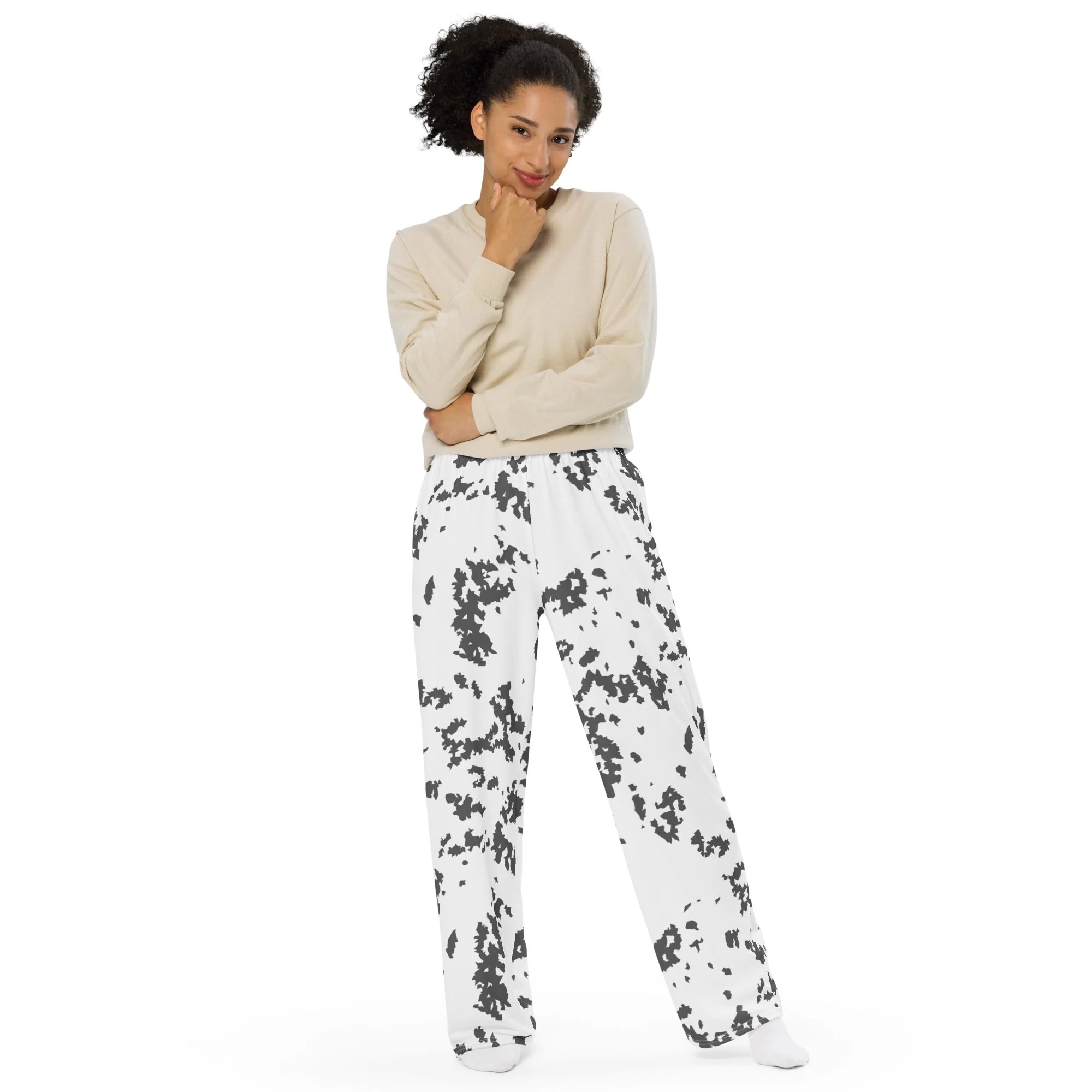 Finnish Lumikuvio Snow CAMO Unisex Wide-Leg Leisure Pants - Image 5