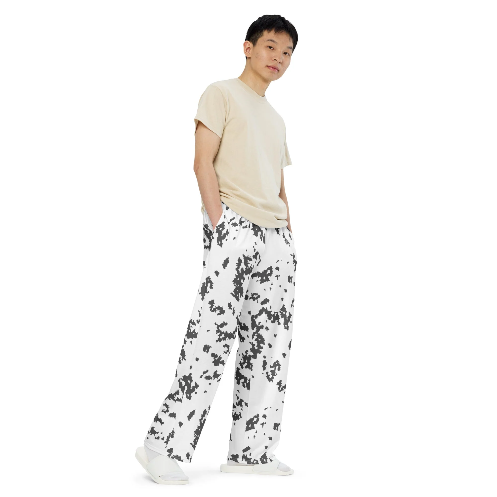 Finnish Lumikuvio Snow CAMO Unisex Wide-Leg Leisure Pants - Image 7