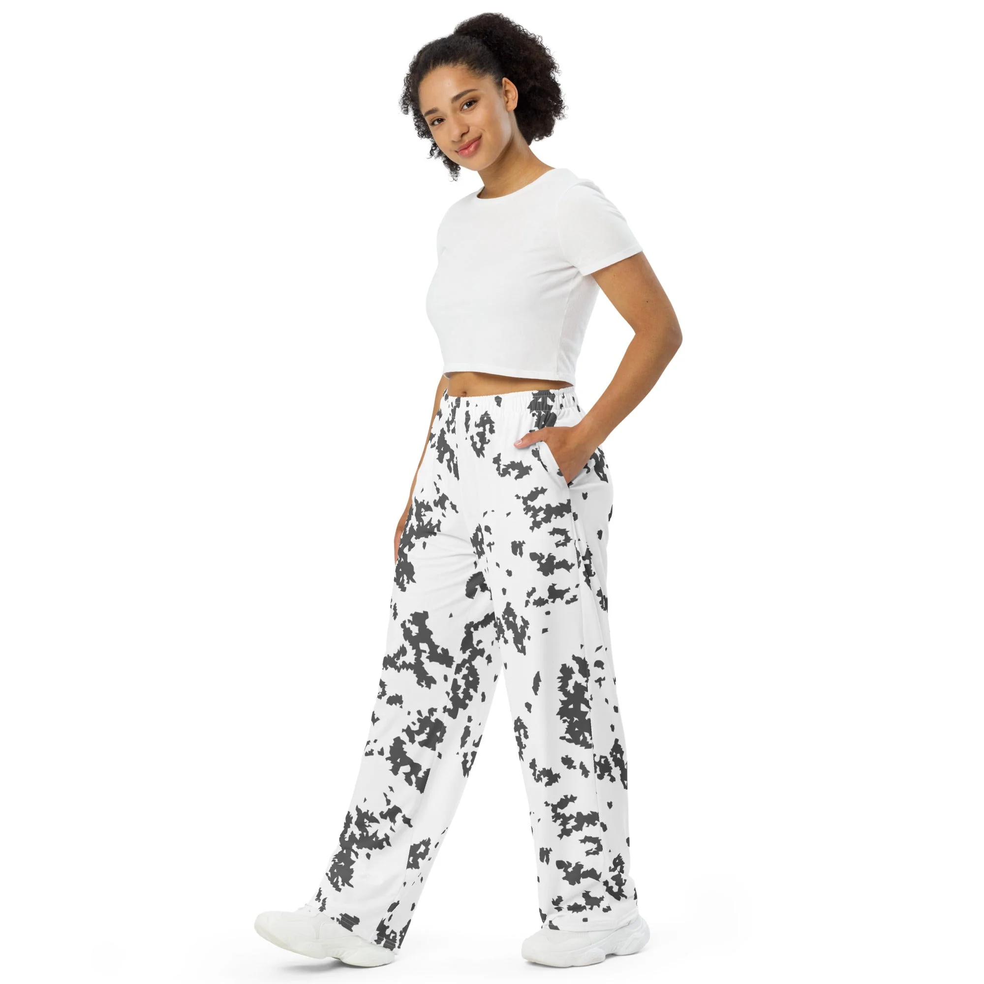 Finnish Lumikuvio Snow CAMO Unisex Wide-Leg Leisure Pants - Image 8