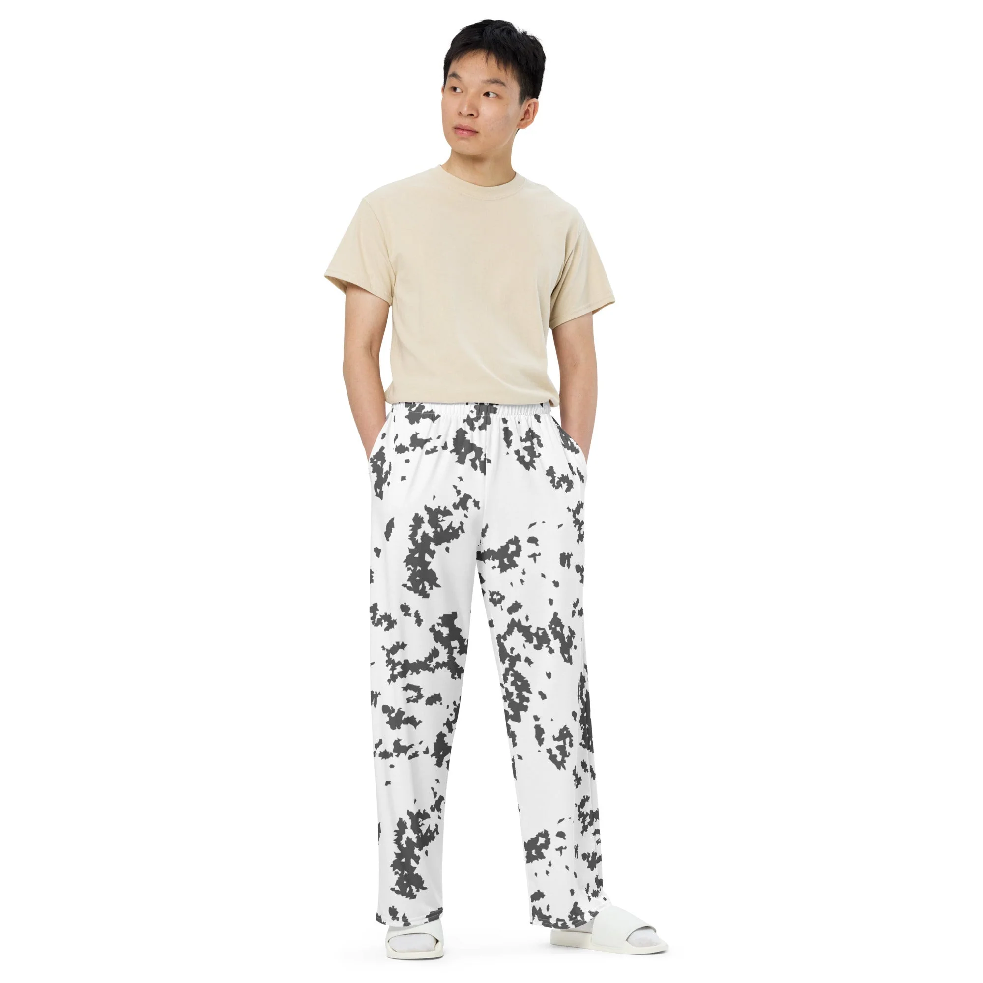 Finnish Lumikuvio Snow CAMO Unisex Wide-Leg Leisure Pants - Image 9