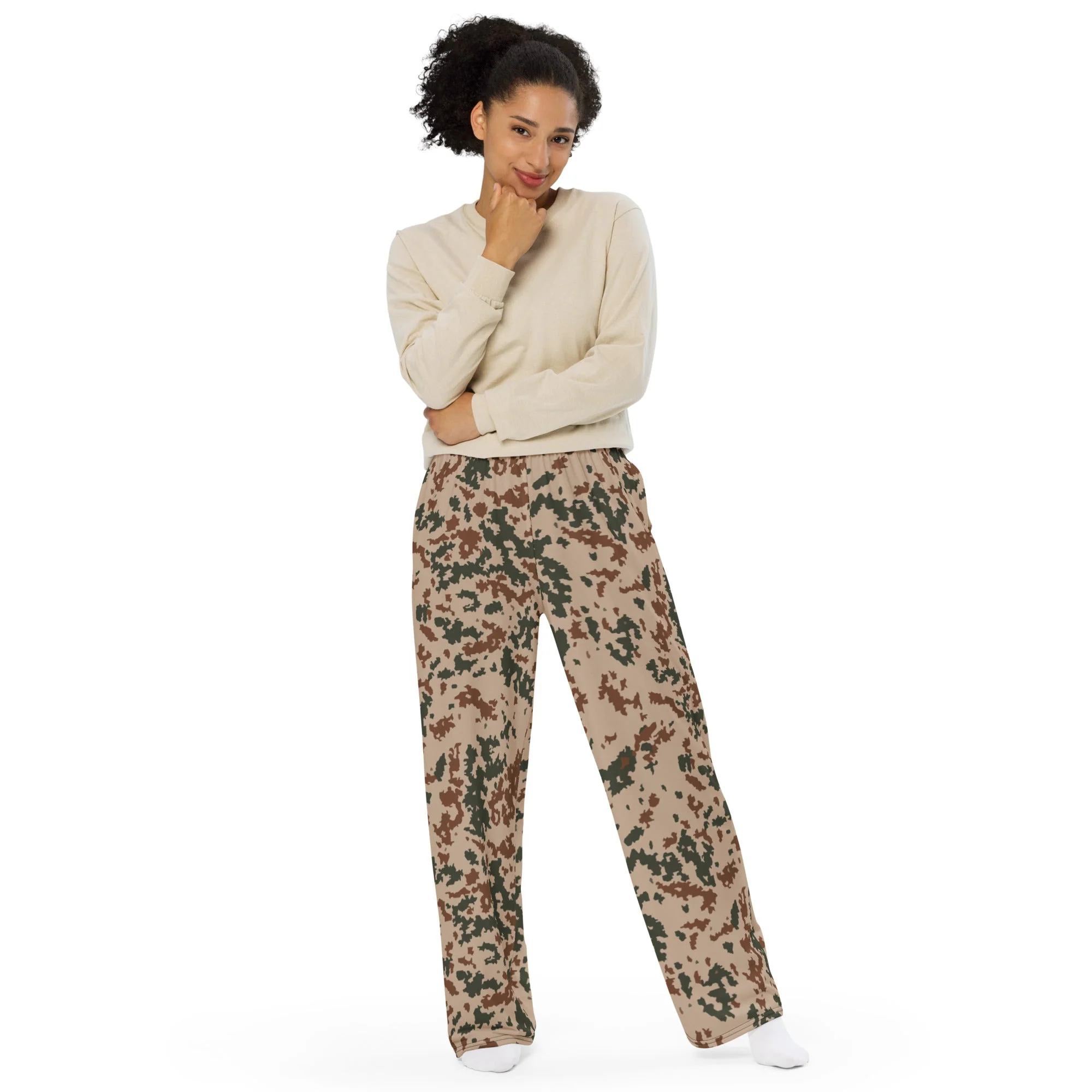 Finnish Hellepuku Desert CAMO Unisex Wide-Leg Leisure Pants - Image 5