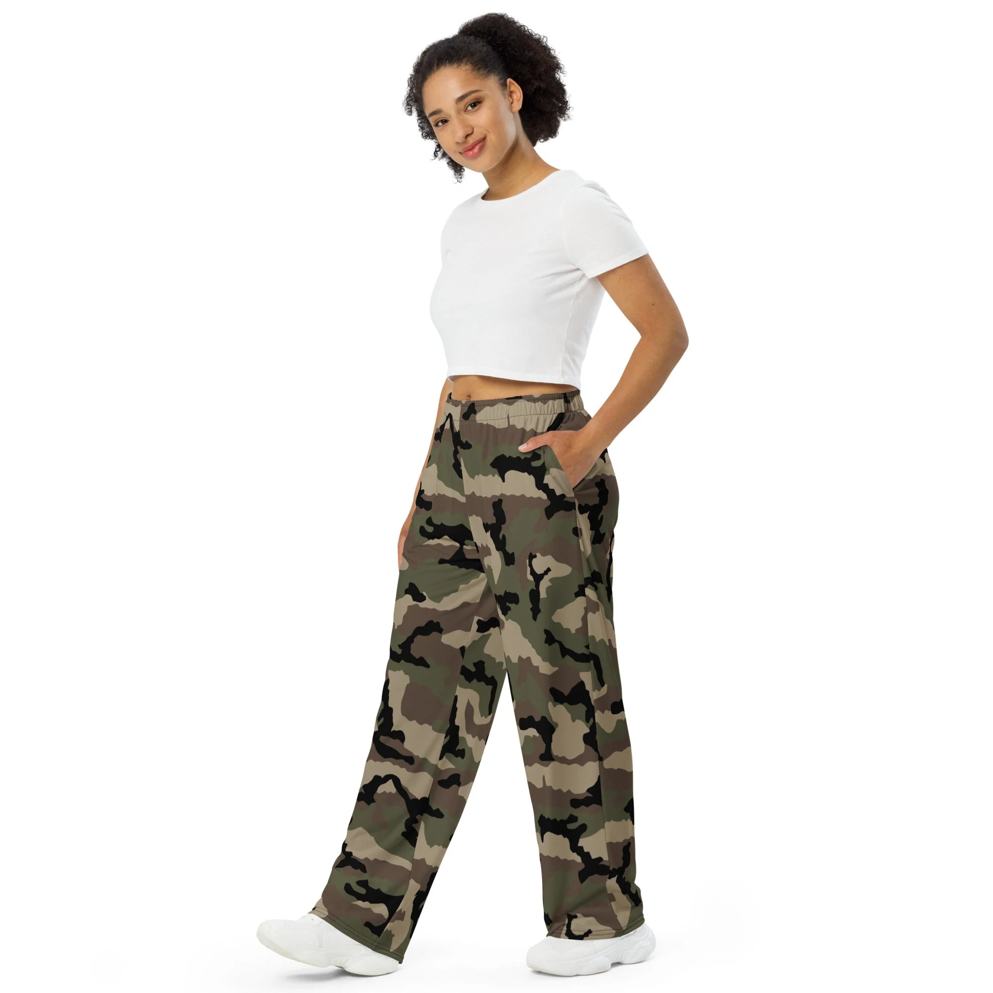 French CCE Woodland CAMO Unisex Wide-Leg Leisure Pants - Image 9