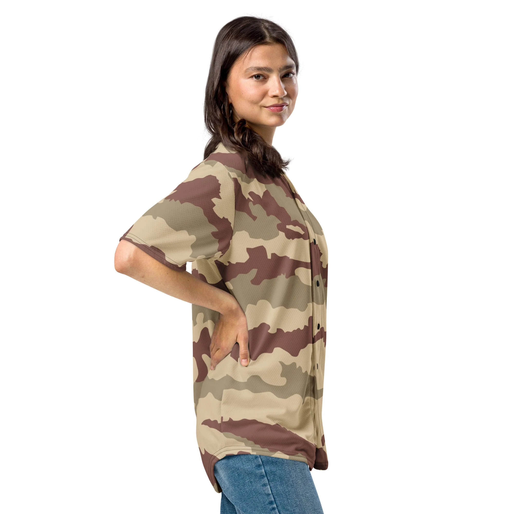 French Daguet Desert CAMO Unisex Baseball Jersey - Image 2