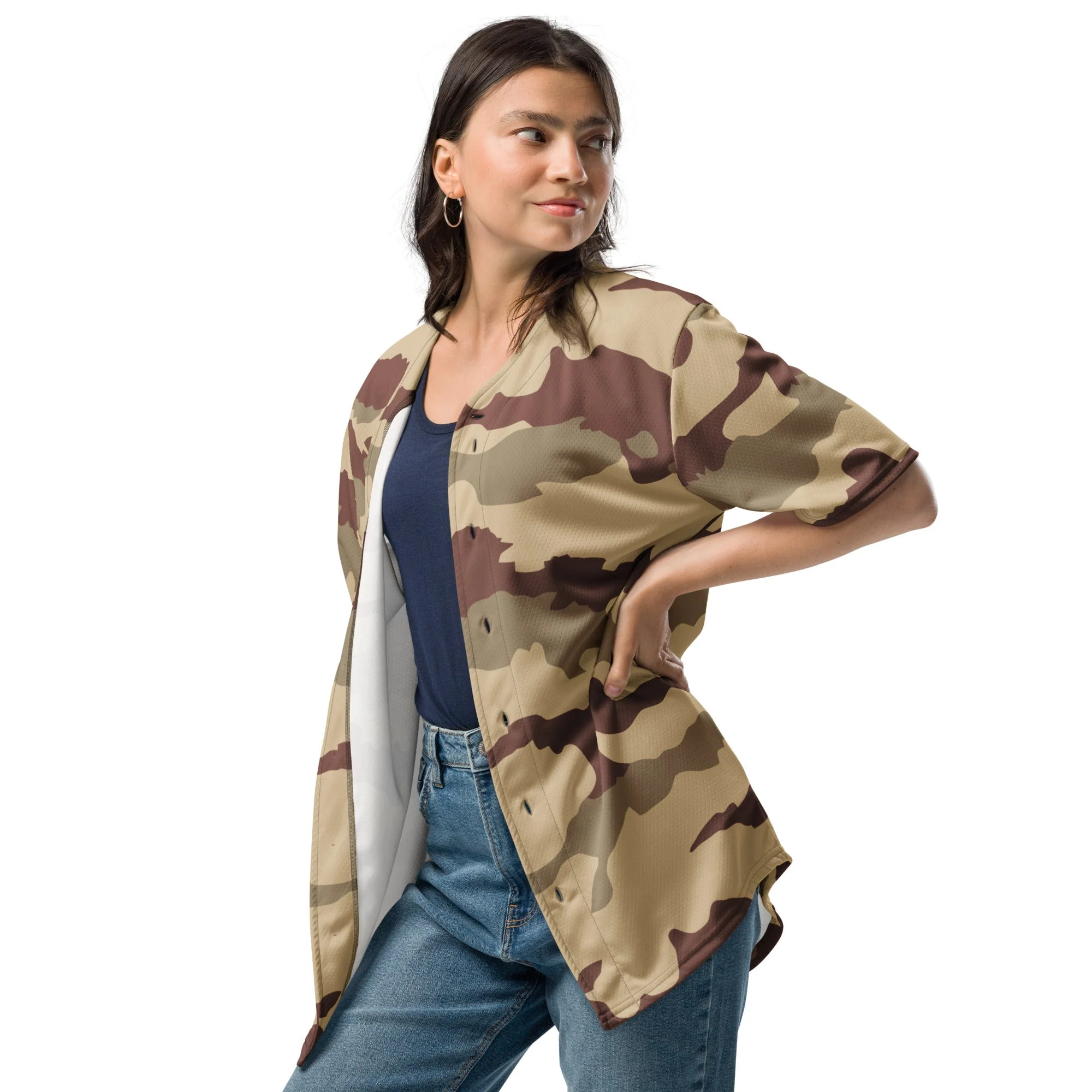 French Daguet Desert CAMO Unisex Baseball Jersey - Image 3