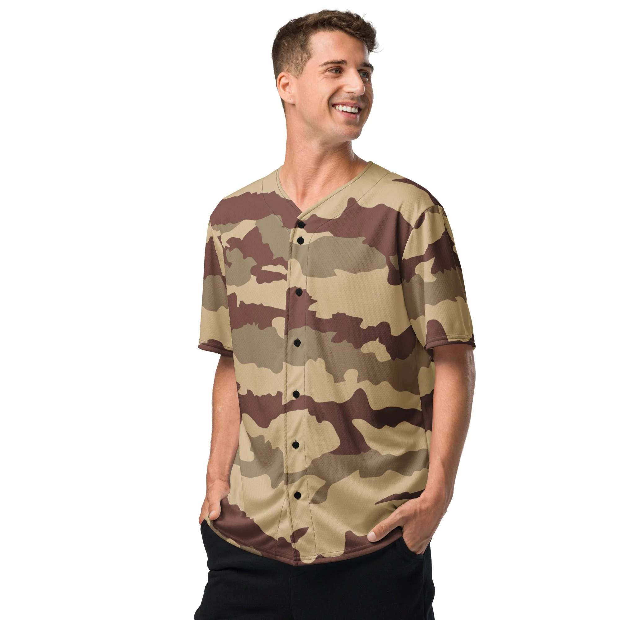 French Daguet Desert CAMO Unisex Baseball Jersey - Image 9